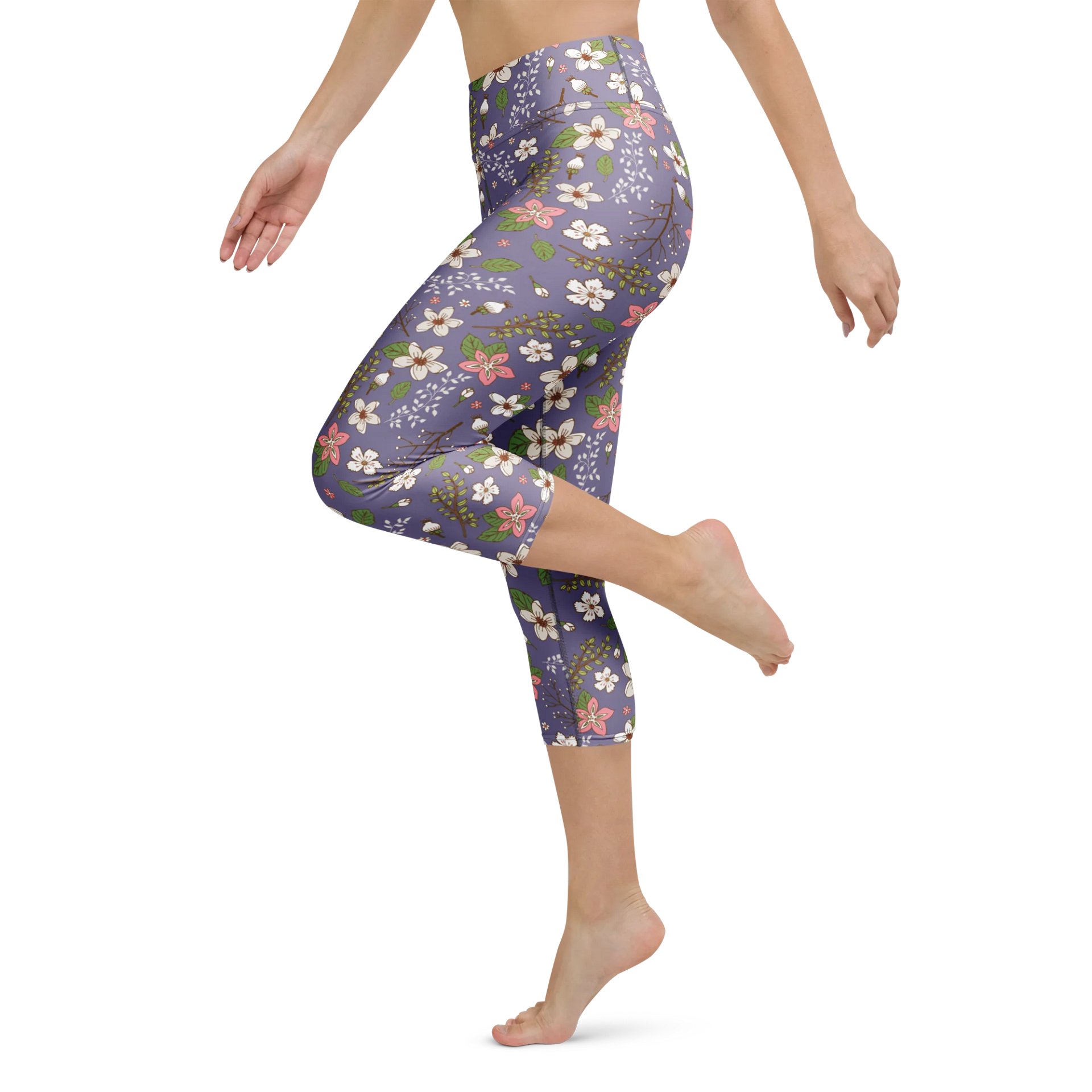 High-Waisted Floral Yoga Capri Leggings – Women’s All-Over Print Activewear product image (5)