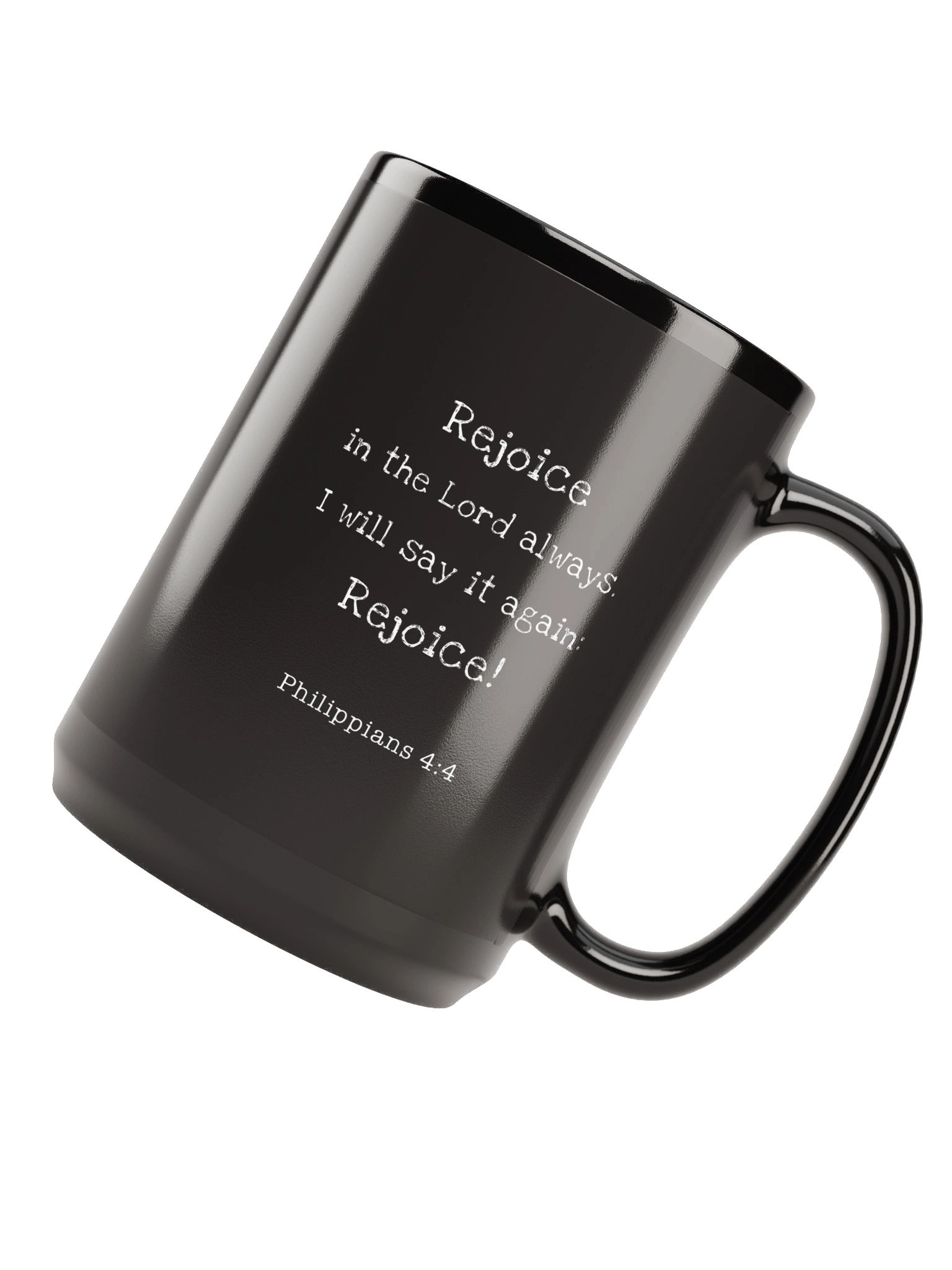 "Rejoice" mug (black) product image (5)