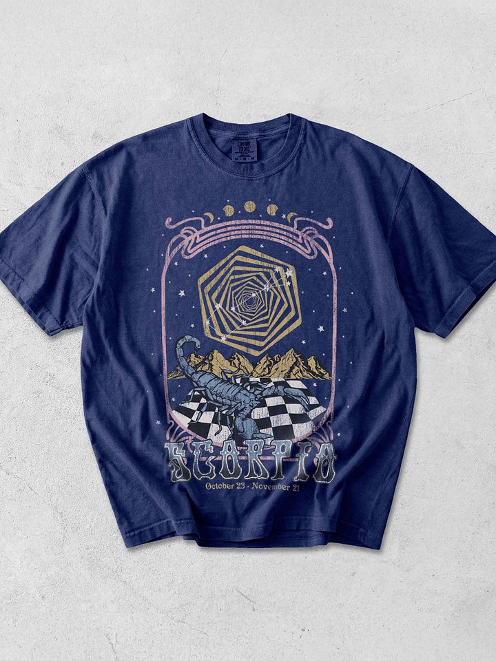 Scorpio Zodiac Shirt – Vintage Scorpion Astrology Graphic Tee (Oct 23 – Nov 21) Celestial Horoscope Design product image (1)