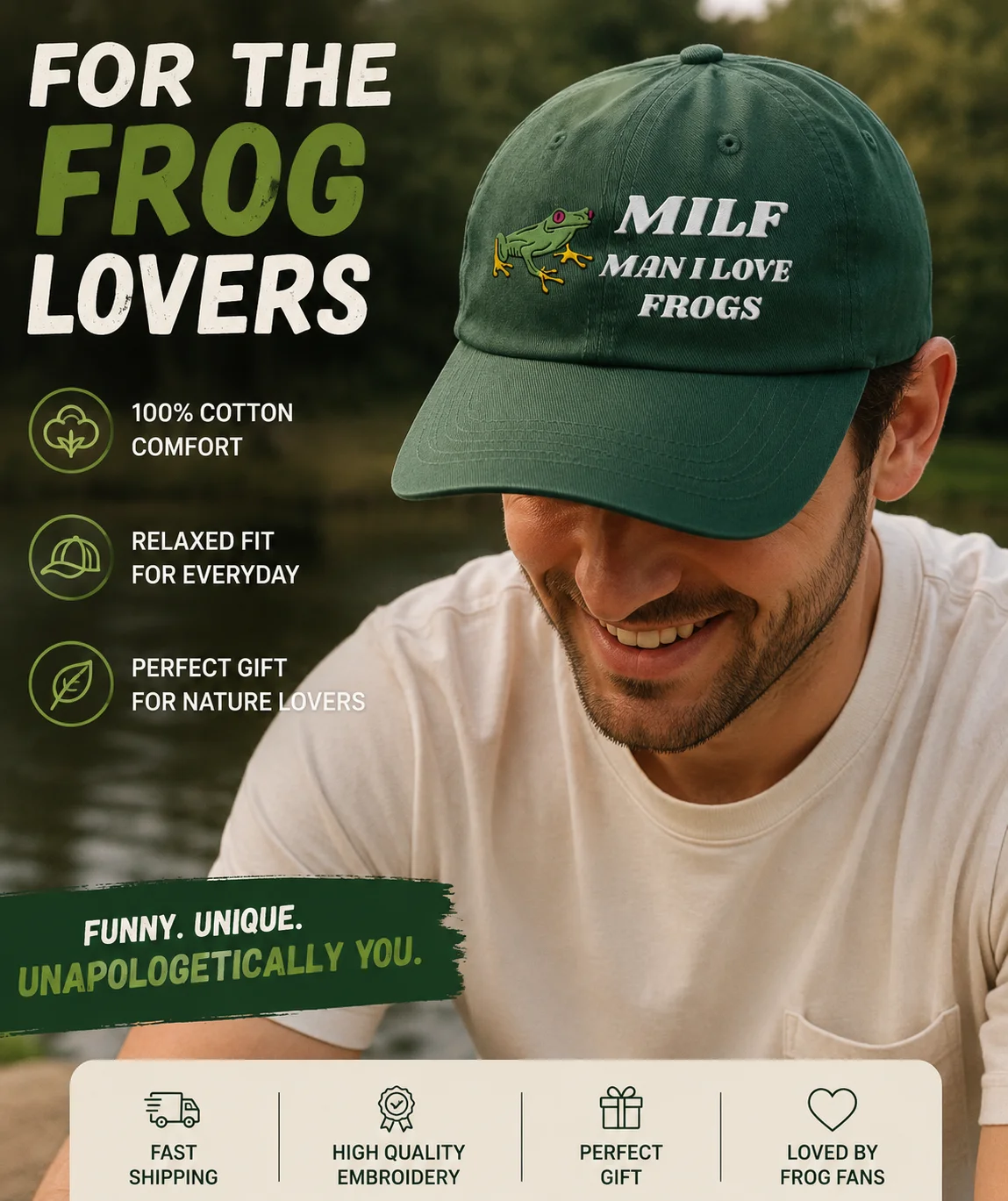 Milf Man I Love Frogs Embroidery Classic Hat product image (9)