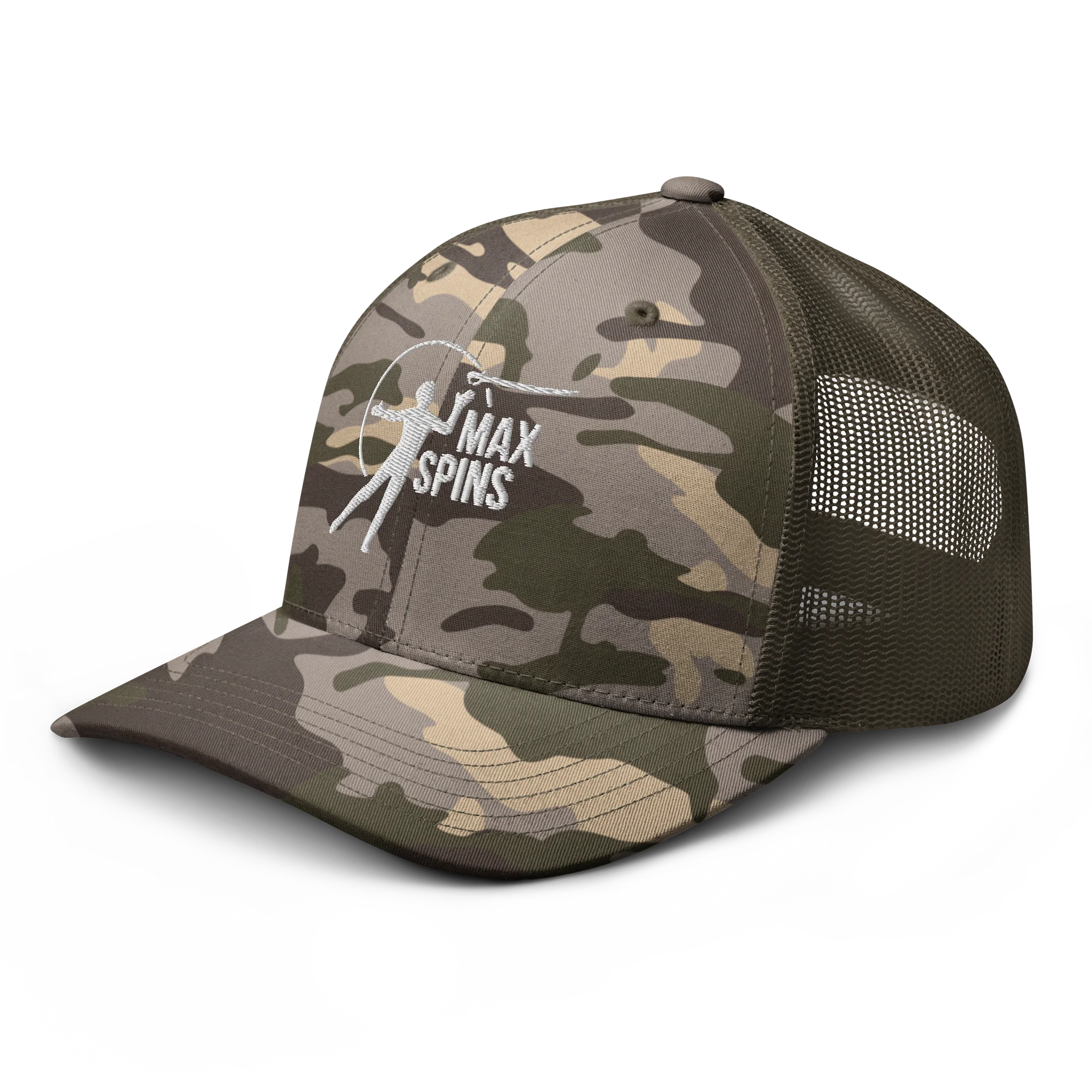 Max Spins Camo Embroidered Trucker Hat product image (4)