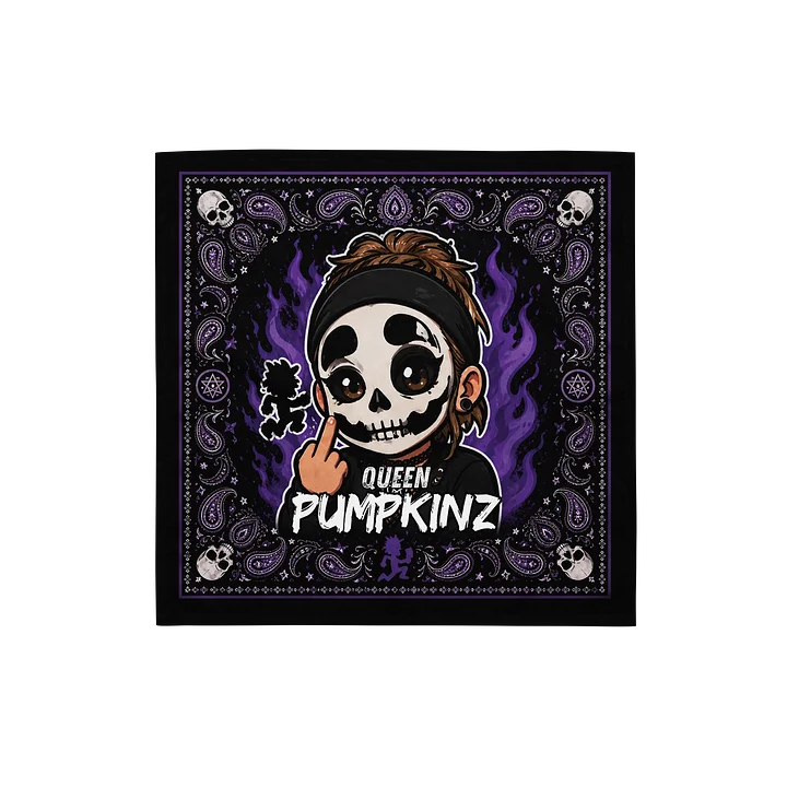QUEEN PUMPKINZ Skull Bandana — Purple Flame Punk product image (1)