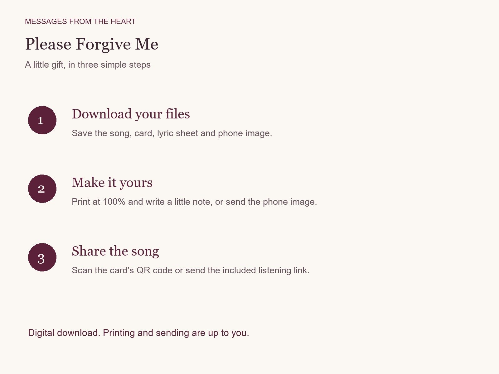 Please Forgive Me — Printable Song Gift product image (3)