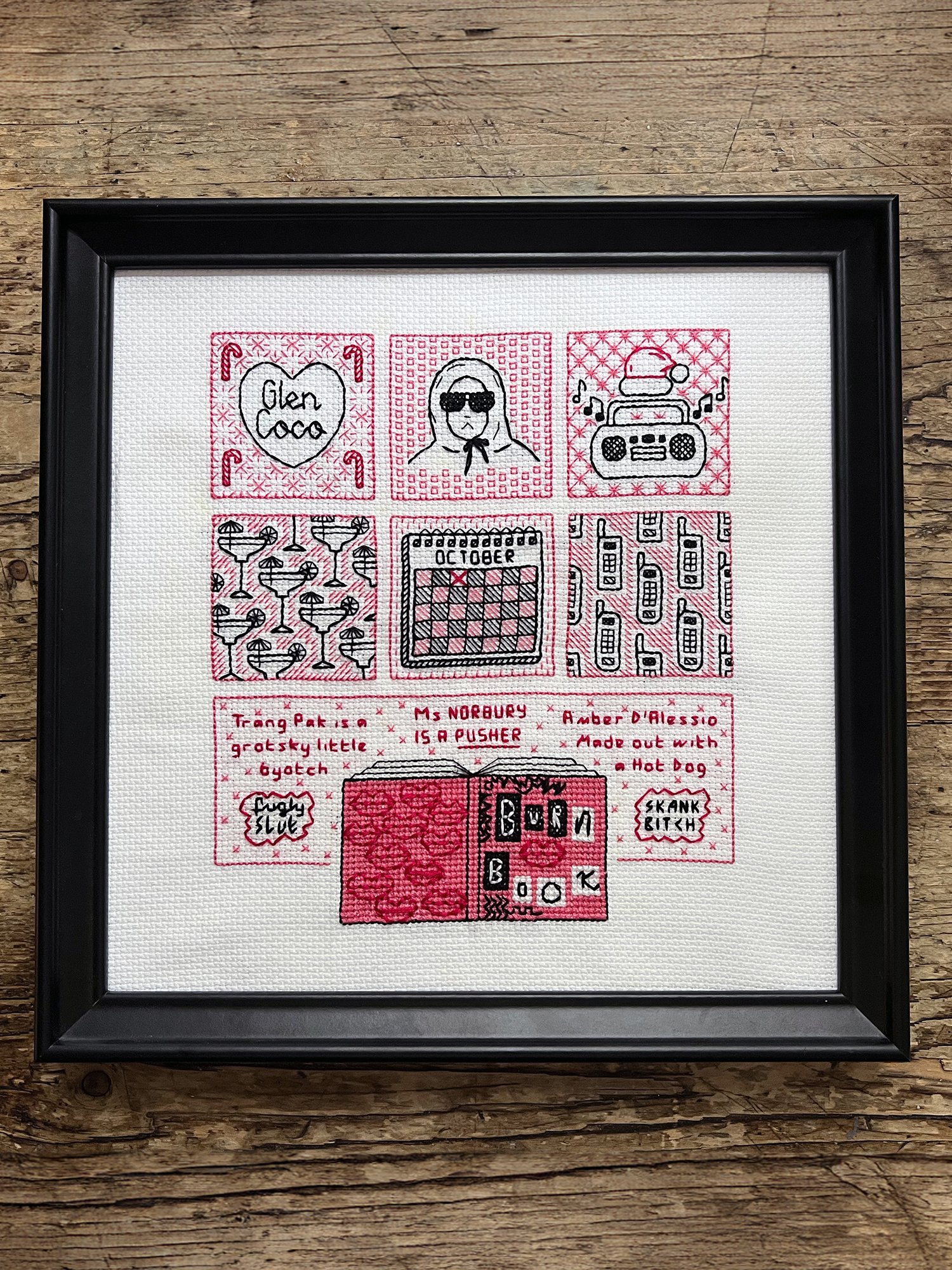 Pink Wednesdays • Blackwork Cross Stitch Pattern • PDF Digital Download product image (2)