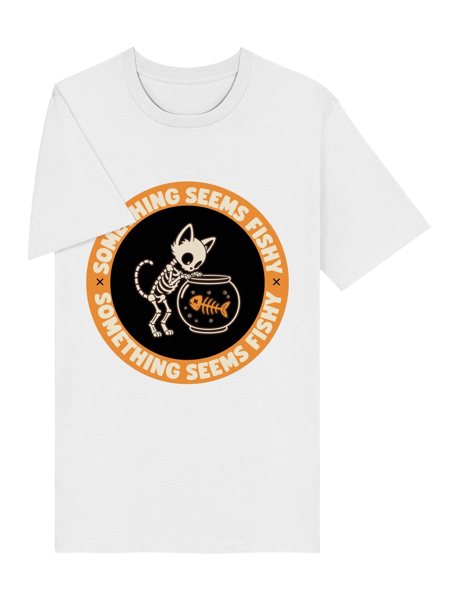 Something Seems Fishy Skeleton Cat Tee product image (2)