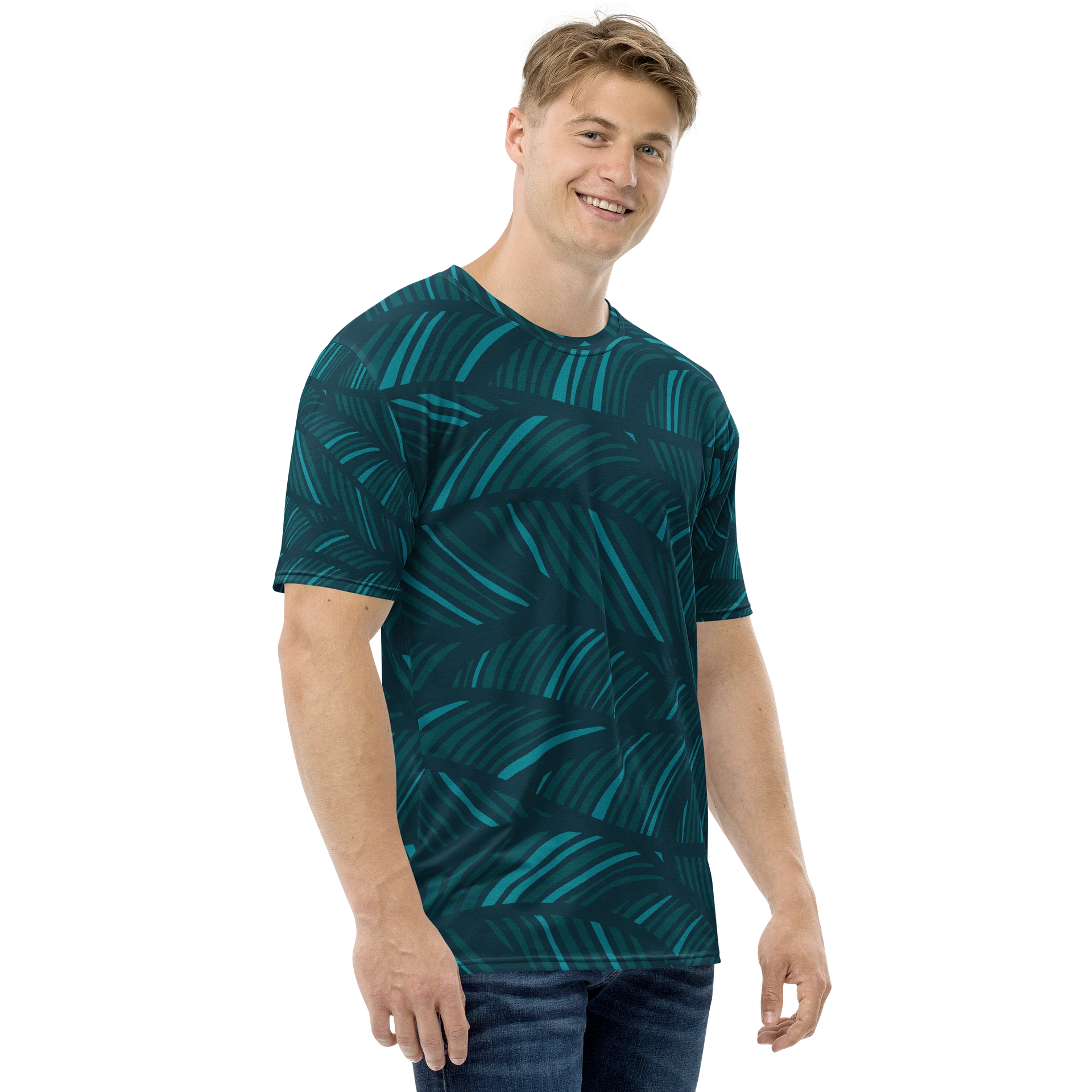 Teal Wave Abstract All-Over Print Tee product image (4)