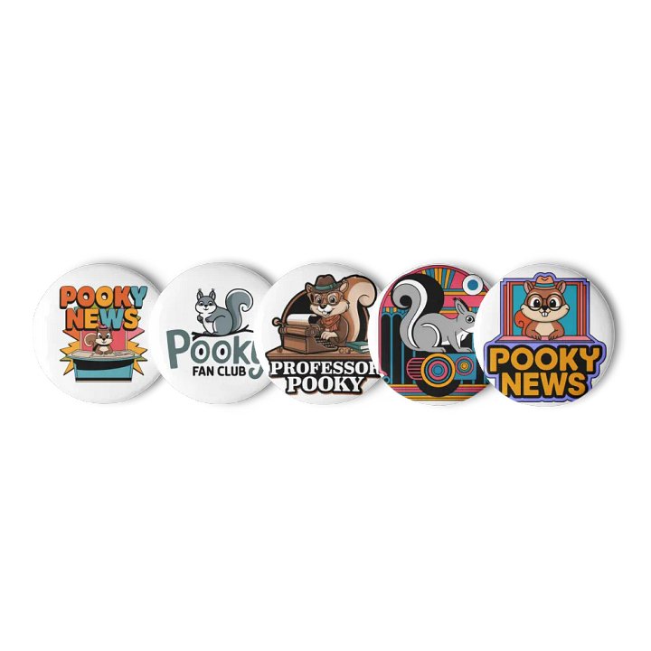 Original Pooky Artwork Buttons: Set of Five -s product image (1)