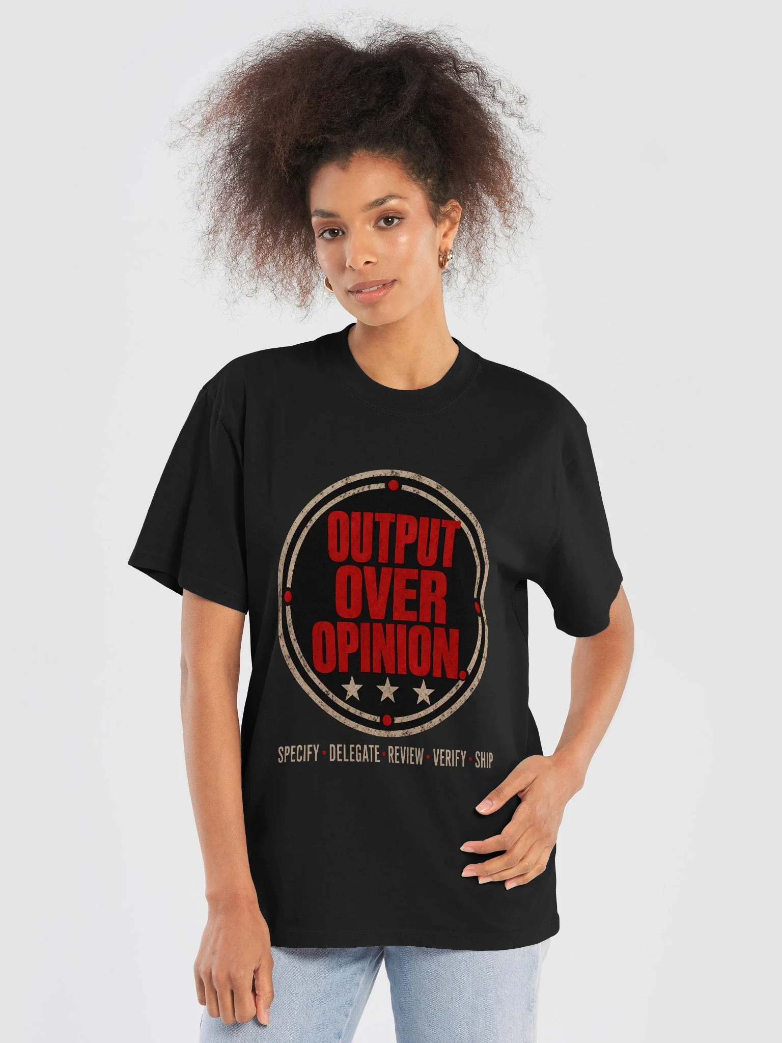 Output Over Opinion Tee — view 5