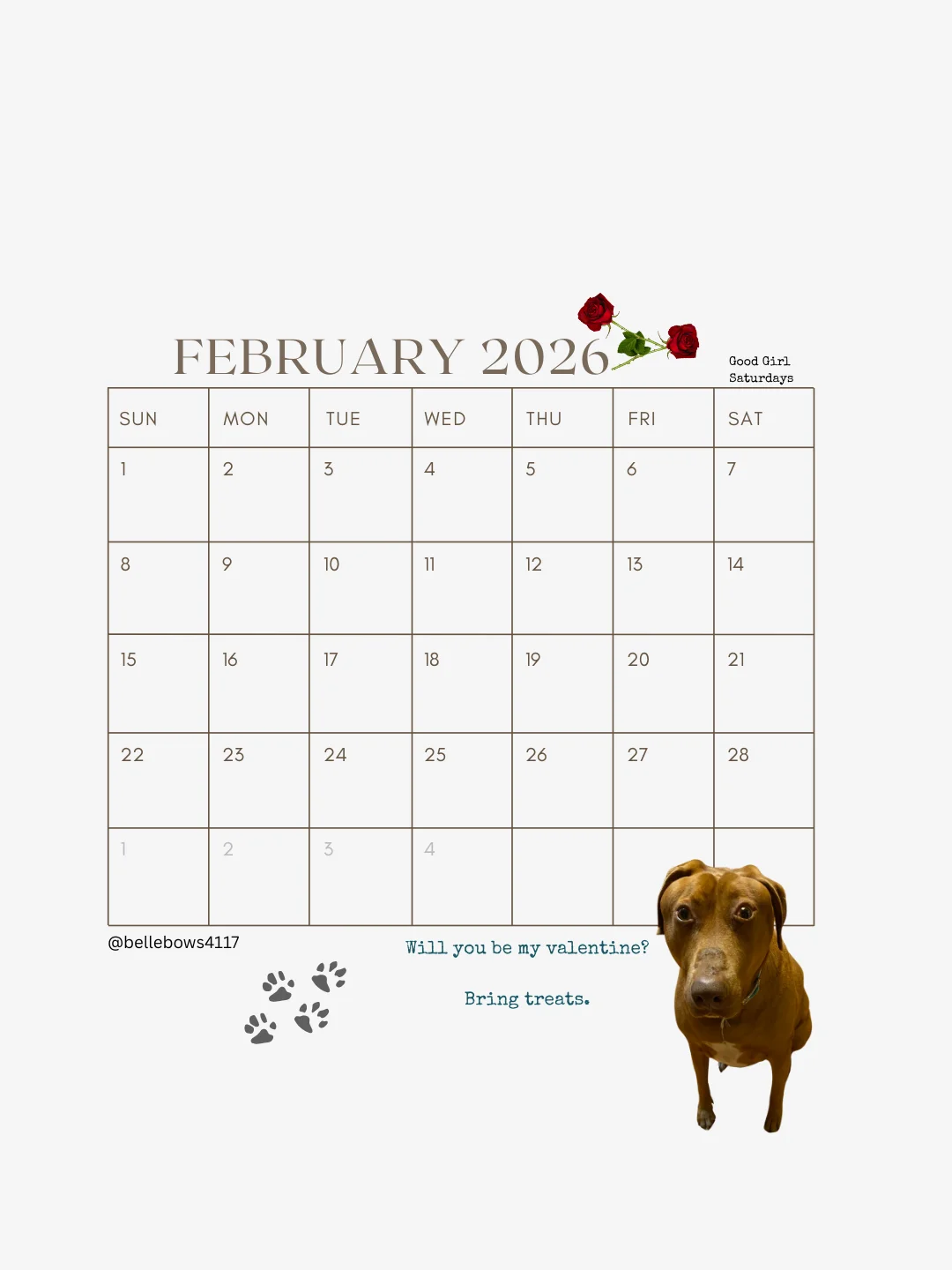 Belle 2026 Calendar B 8.5x11 (Download) product image (3)