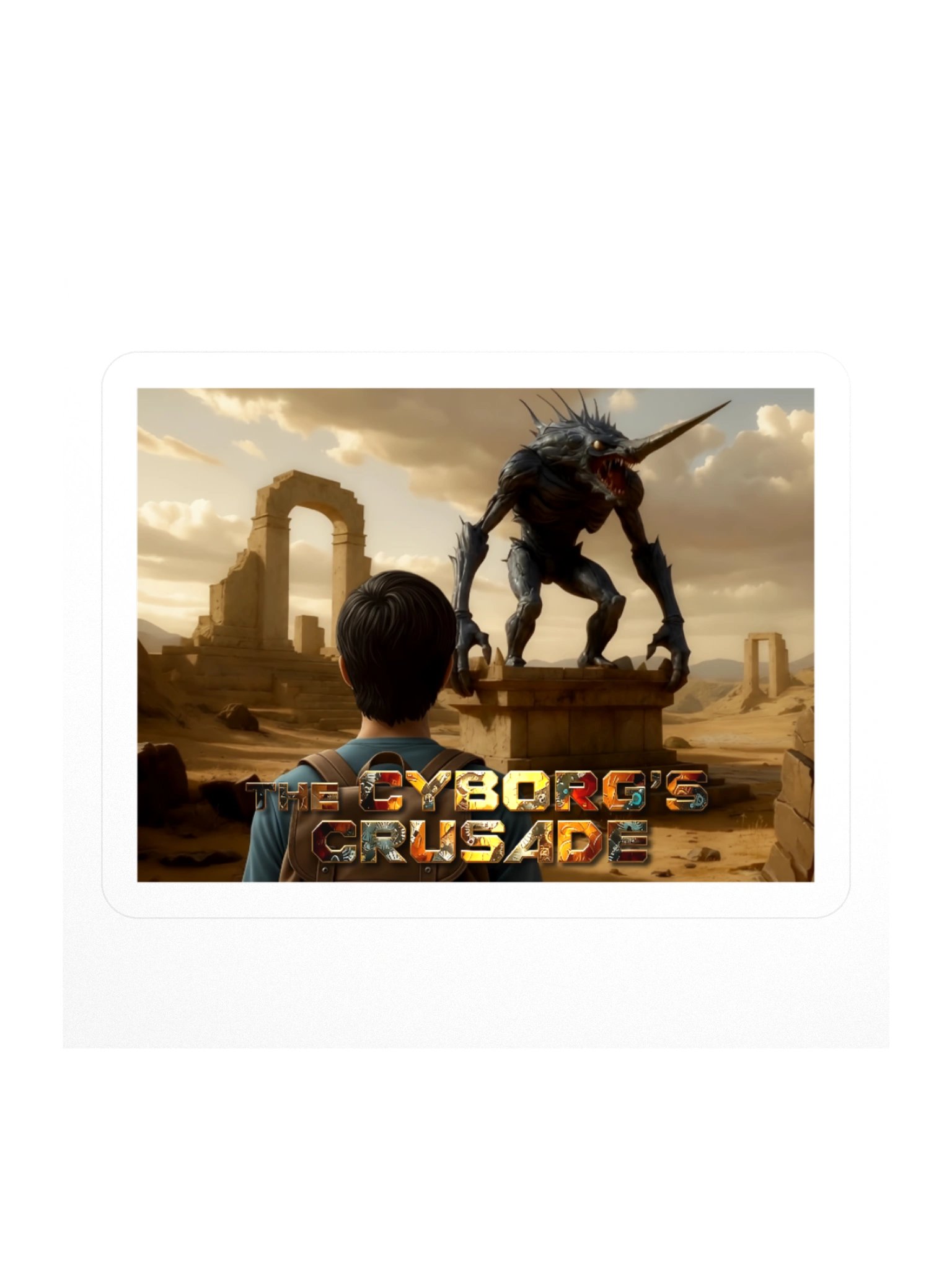 A sticker depicting James Hunter arriving at the mysterious statue product image (1)