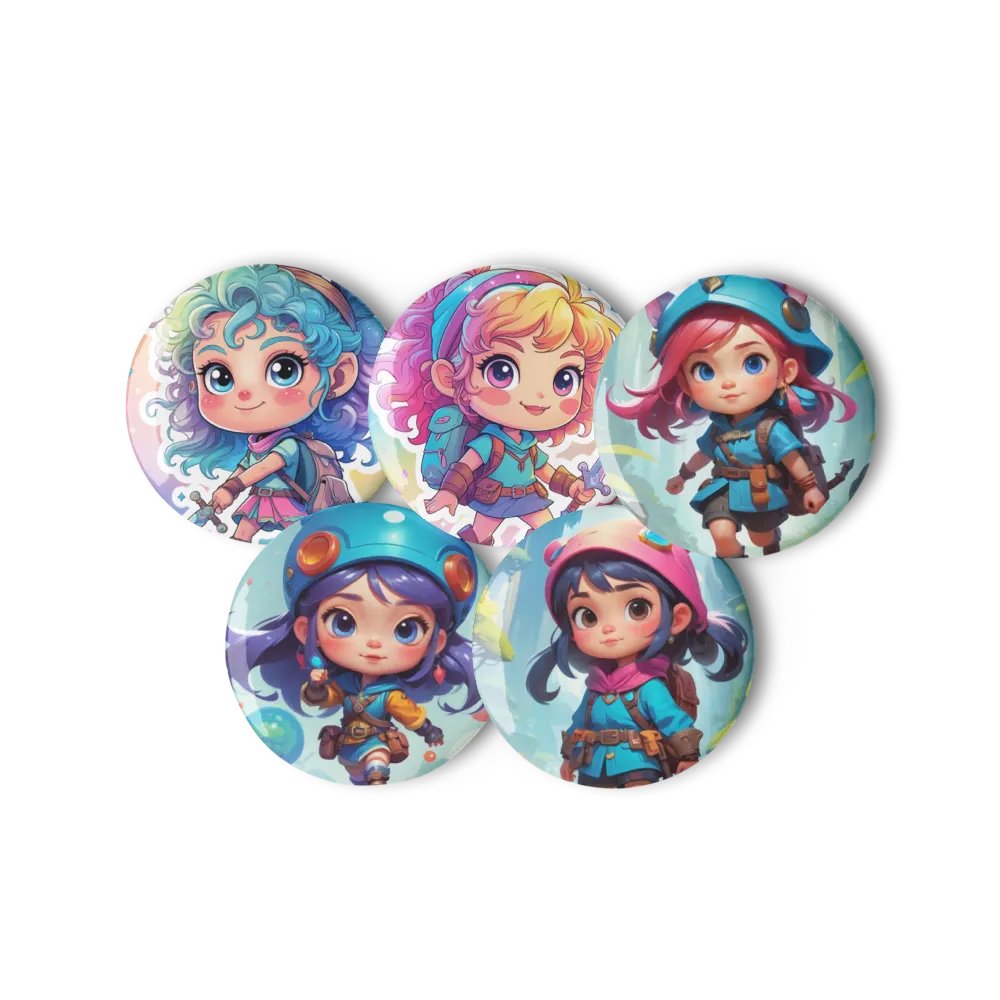 Chibi Adventurer Set A - Pin Button Collection. product image (7)