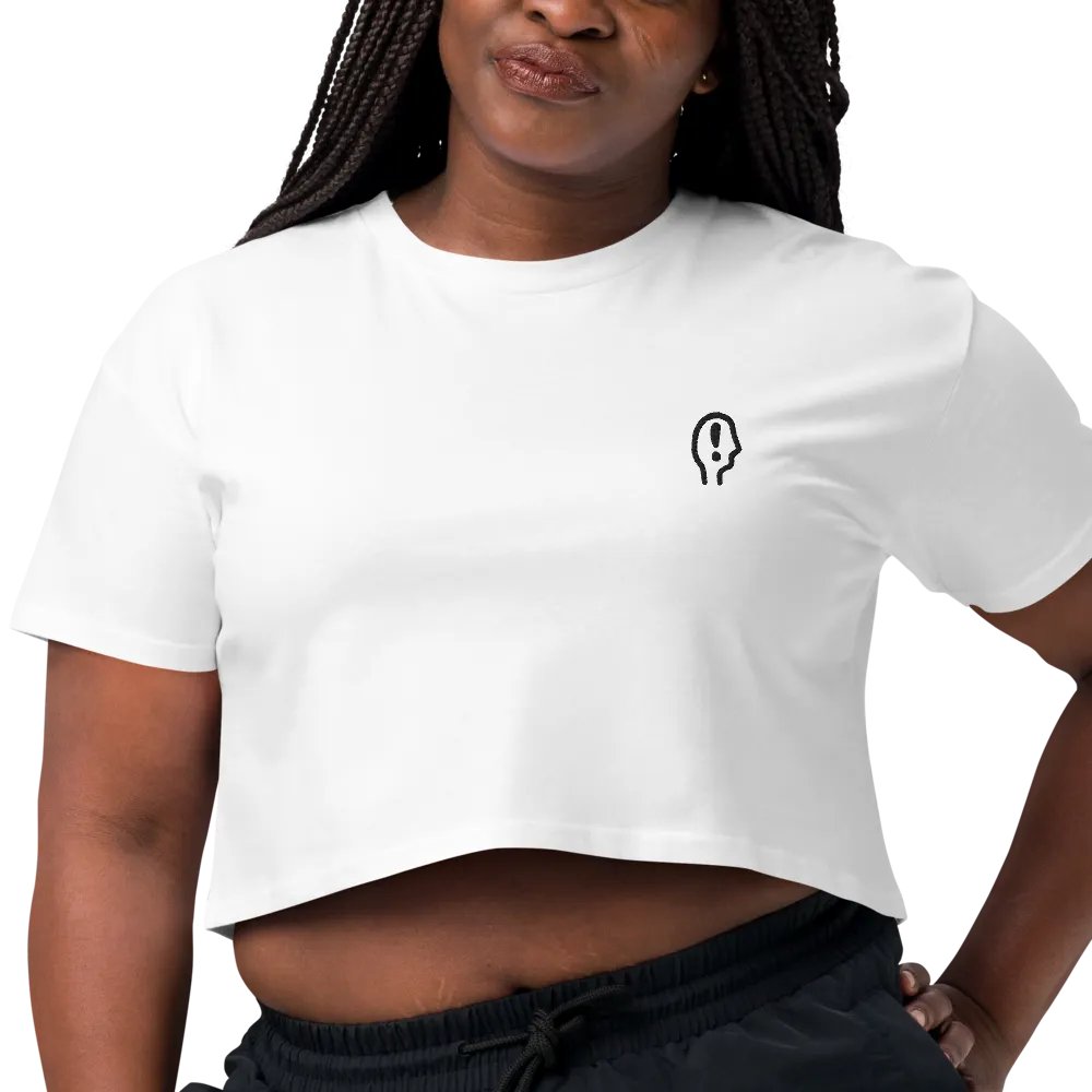 EXCLAIMING MENTALLY (L.C. black) embroidered cotton crop top product image (14)