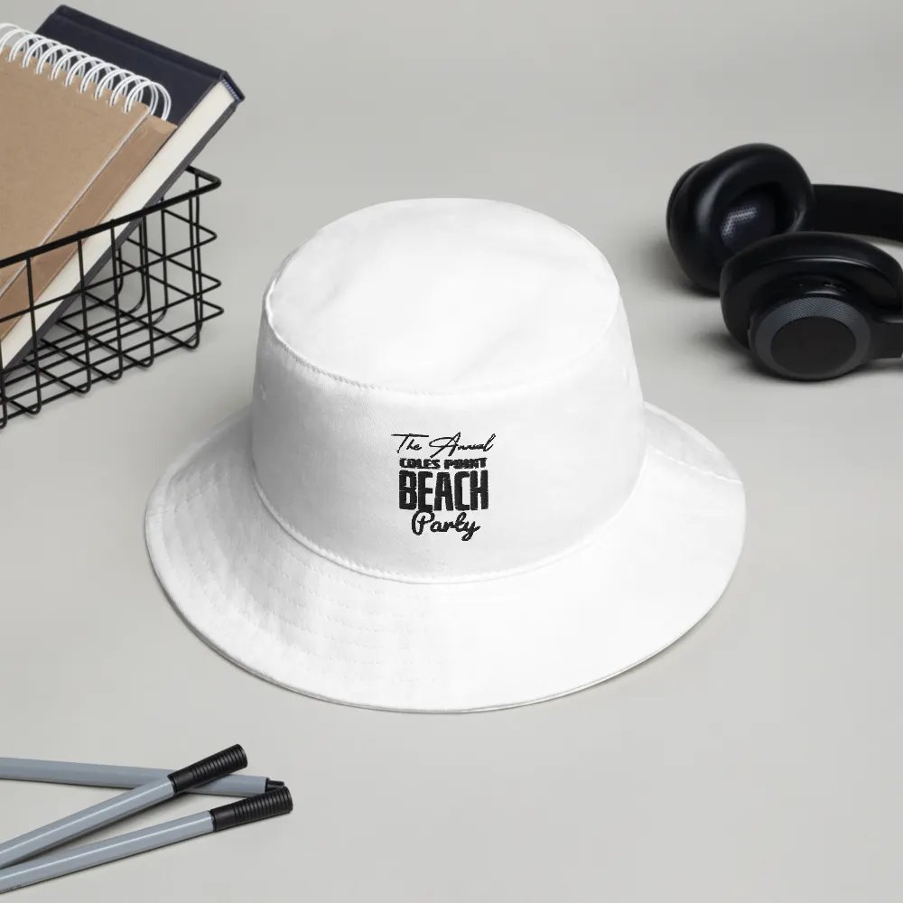 Coles Point Beach Party Embroidered Bucket Hat - Black Text product image (4)