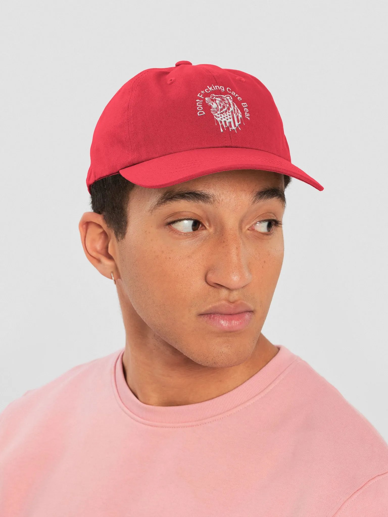 Monochrome Classic Dad Hat Dont F*cking Care Bear Embroidery product image (47)