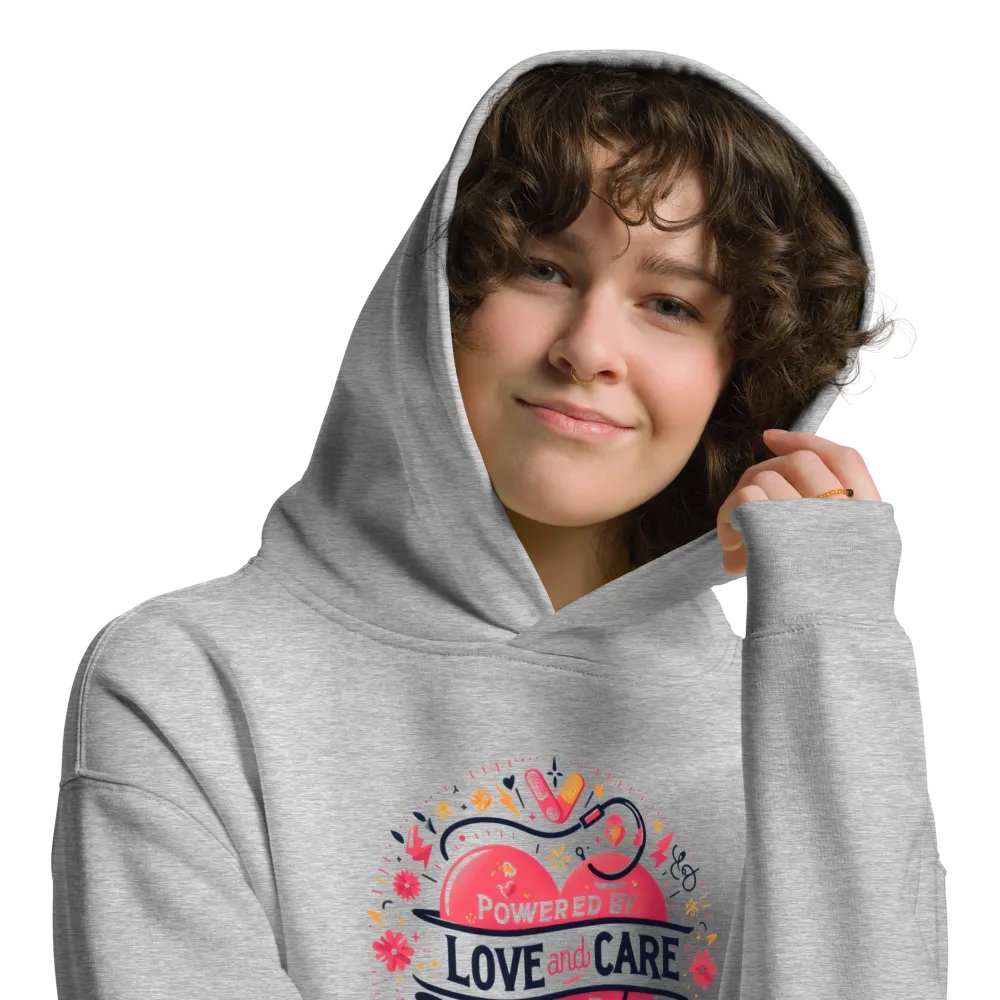 love and care heart shape design hoodie product image (29)
