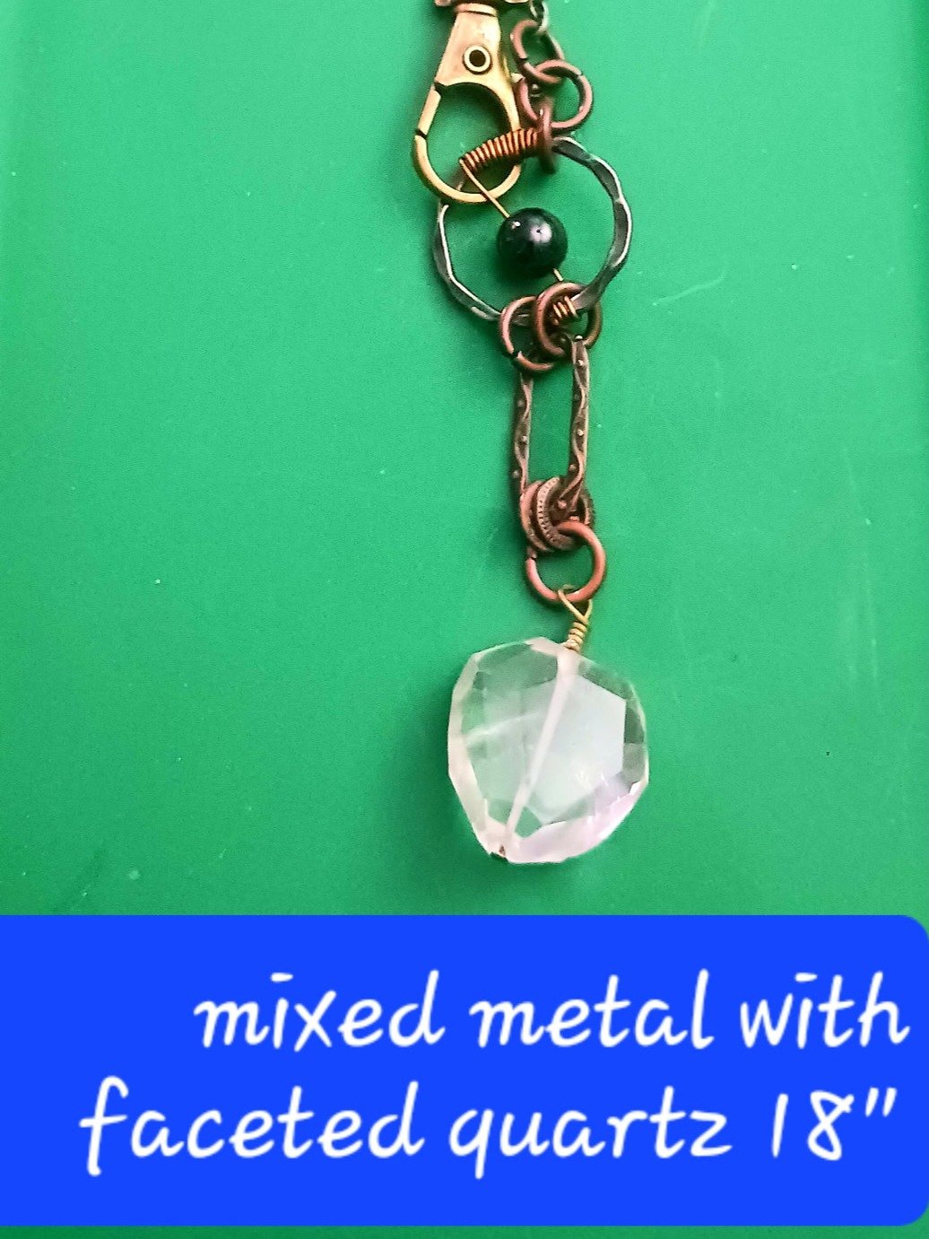 Mixed Metal Quartz Necklace - Artisan Handmade Gemstone Jewelry product image (1)