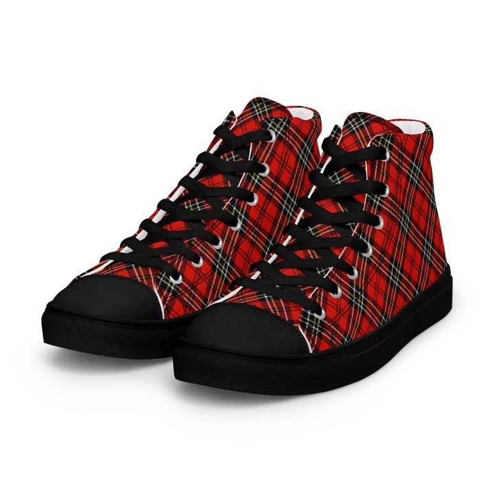 Red Vintage Plaid Men's High Top Shoes product image (2)