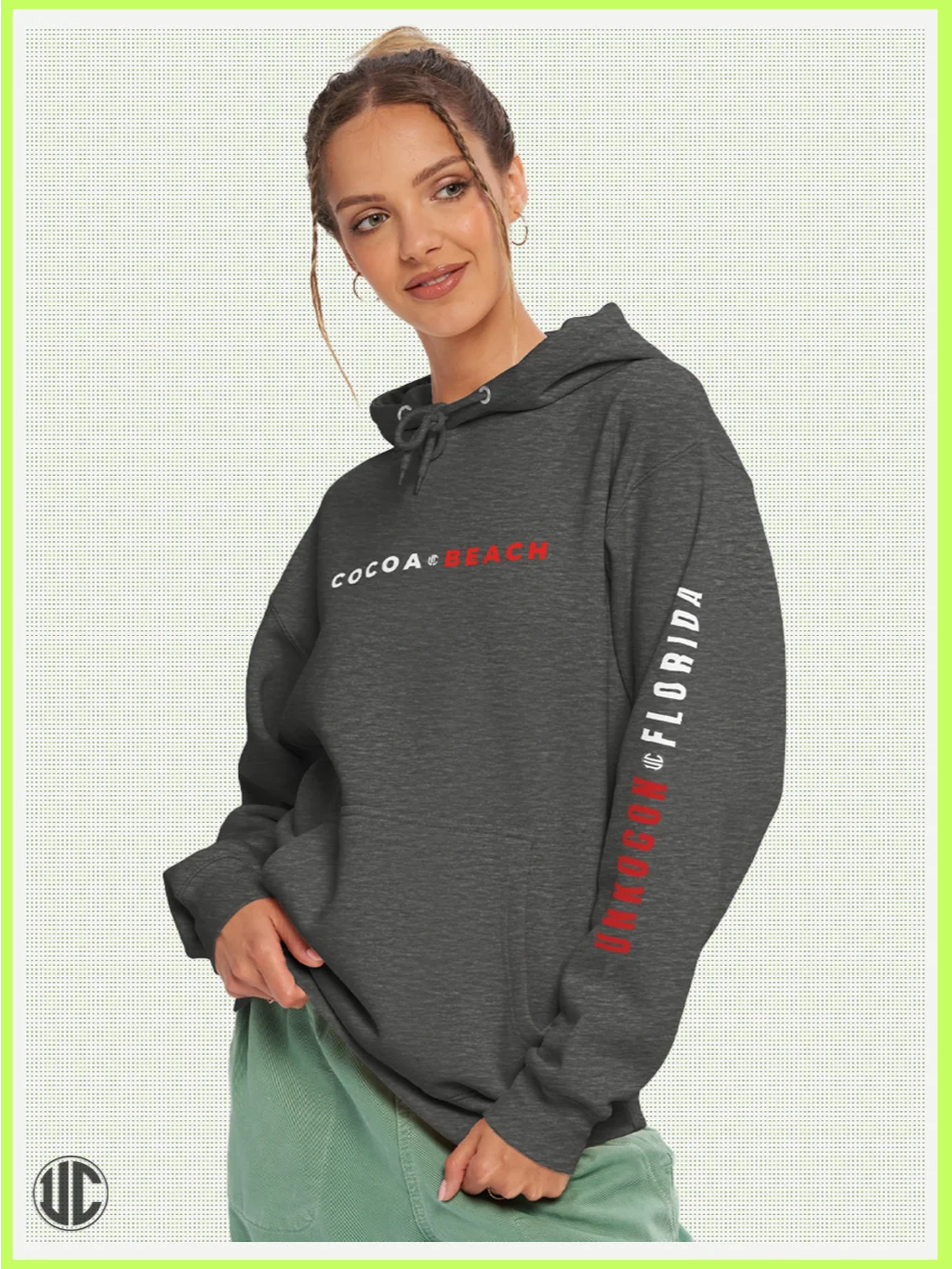 Beach Hoodie | Cocoa Beach Graphic Surf Hoodie | Unisex Pullover Hoodie product image (5)