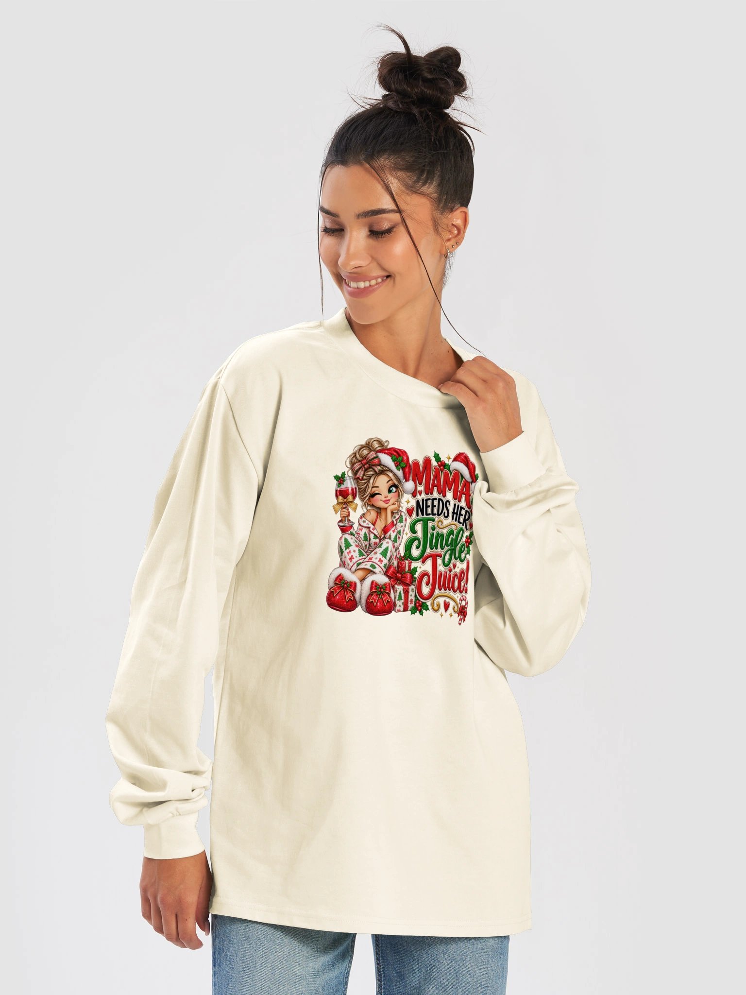 Mama Needs Her Jingle Juice – Christmas Long Sleeve Tee product image (6)