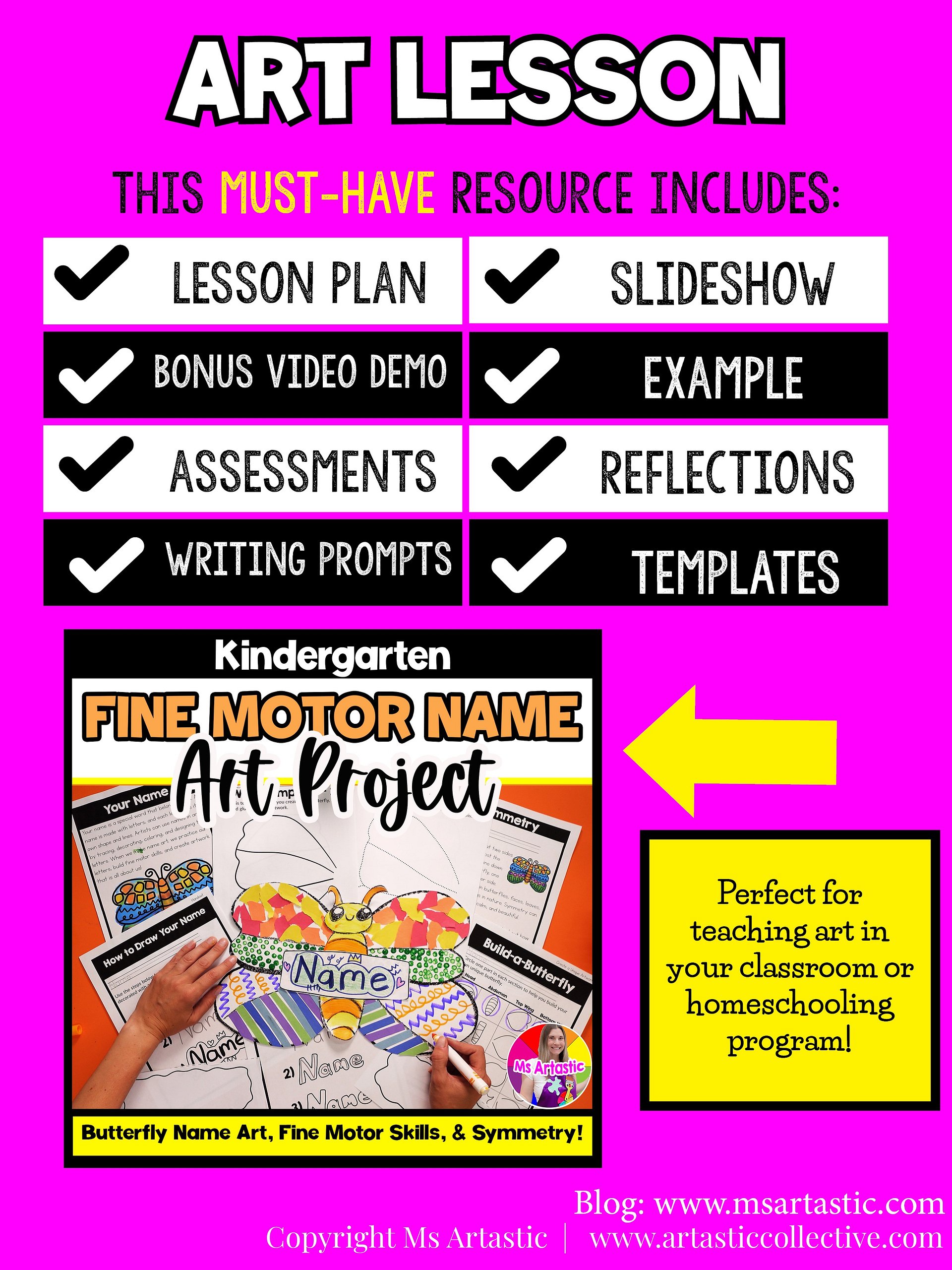 Kindergarten Name Art Lesson Butterfly Fine Motor Art Project Symmetry Activity product image (5)