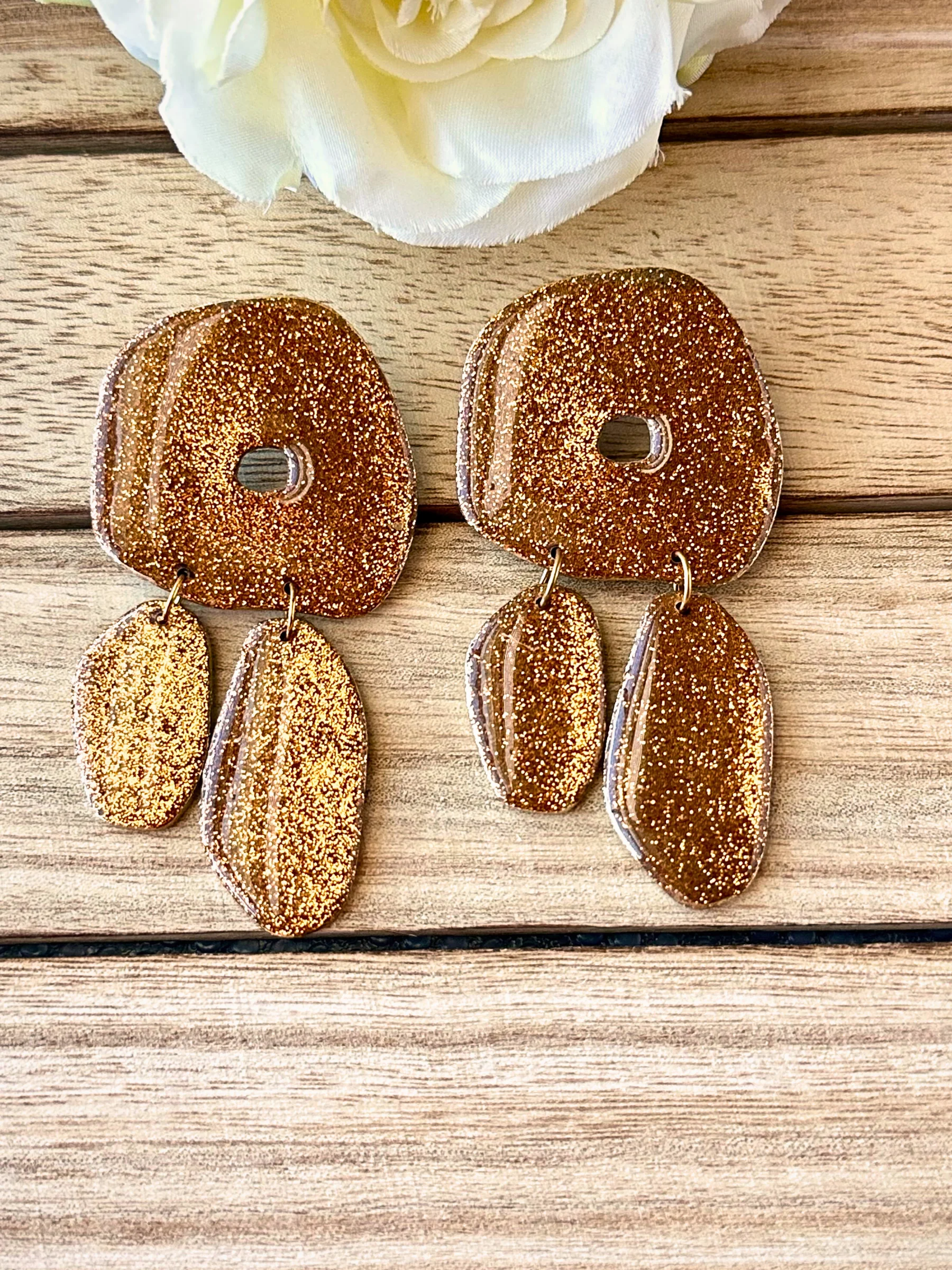 Holographic & Glitter Statement Earrings – Handmade Clay Sparkle Drops product image (6)