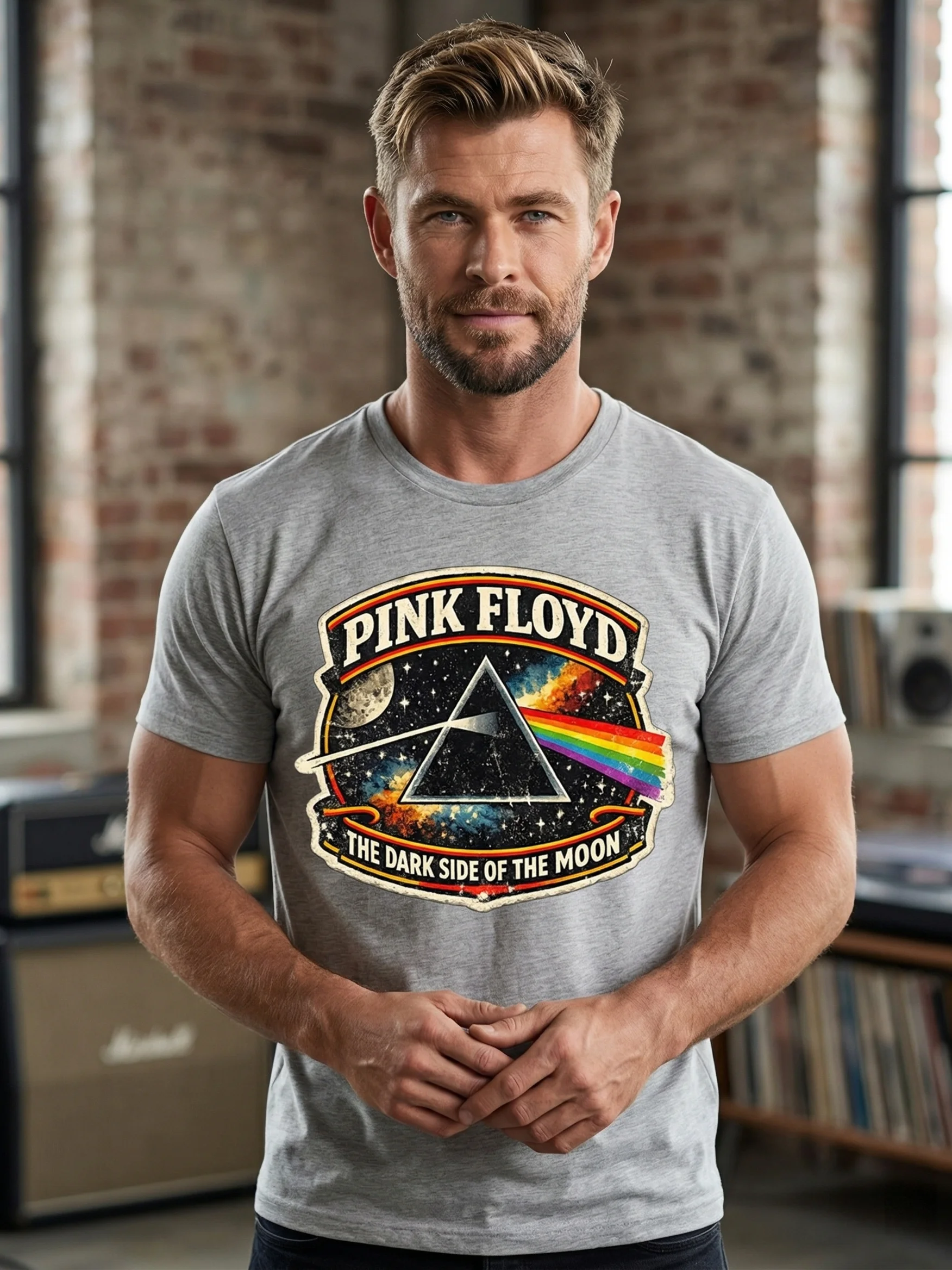 Pink Floyd Dark Side of the Moon T-Shirt | Prism Rainbow Design | 70s Rock Vintage Graphic Tee product image (1)