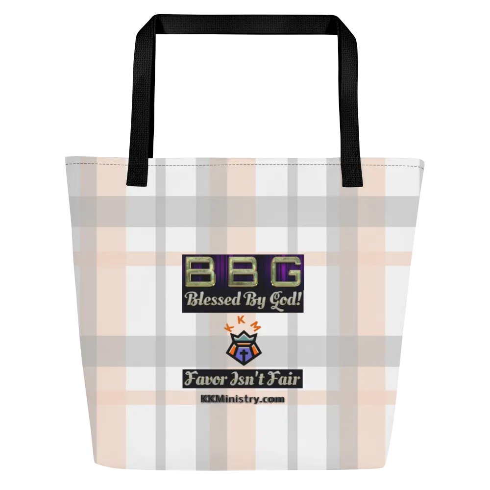 Pink Plaid Tote Bag with Pocket product image (1)