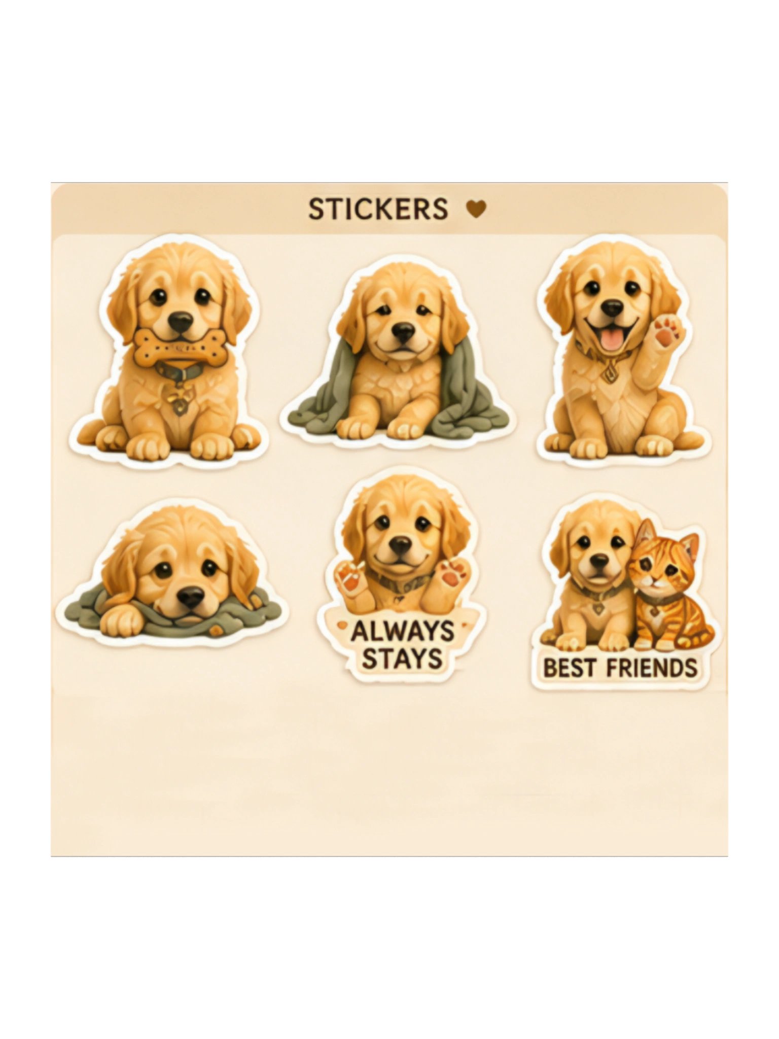 Biscuit Cute Golden Retriever Puppy Kiss Cut Stickers product image (1)
