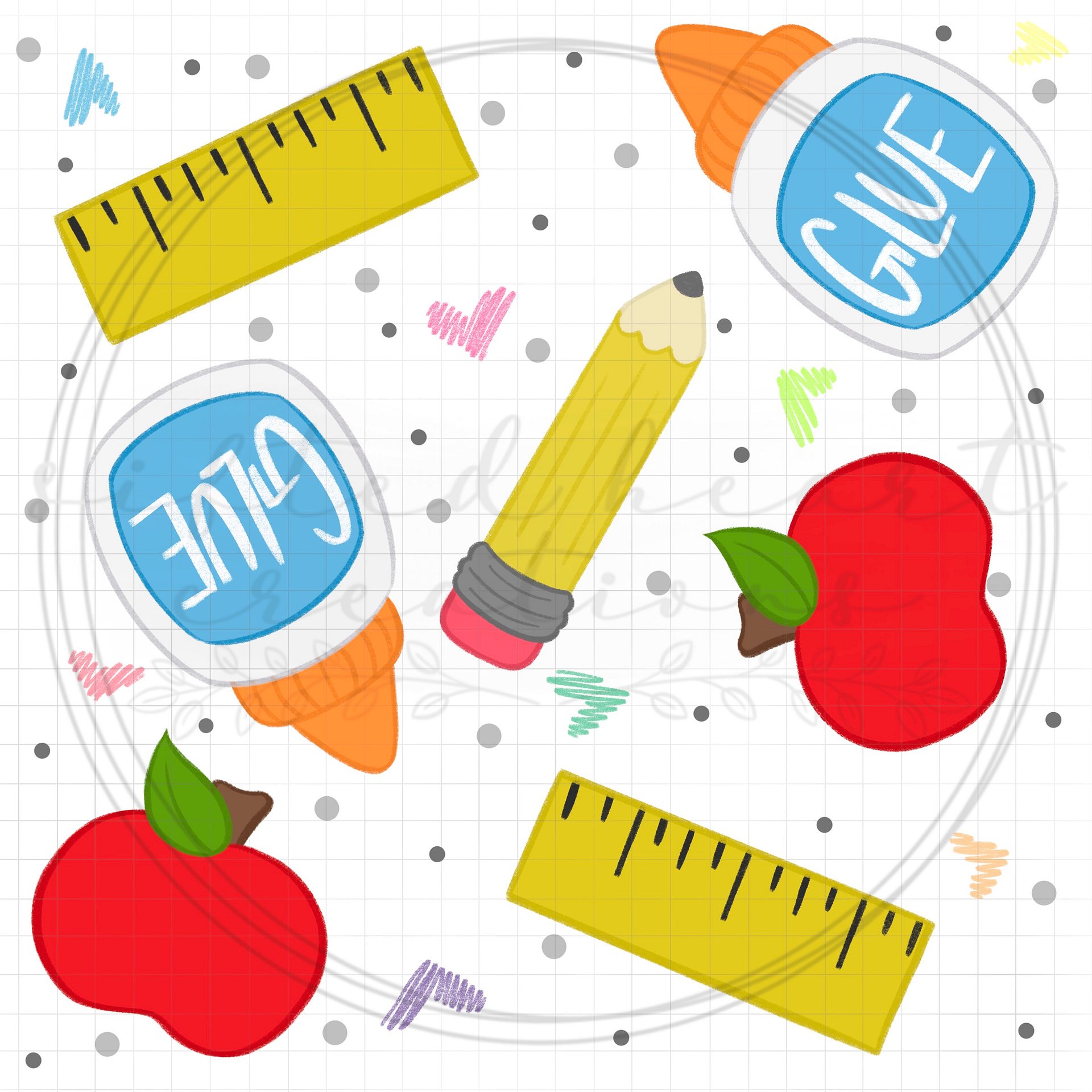 School Supplies Seamless Pattern product image (1)