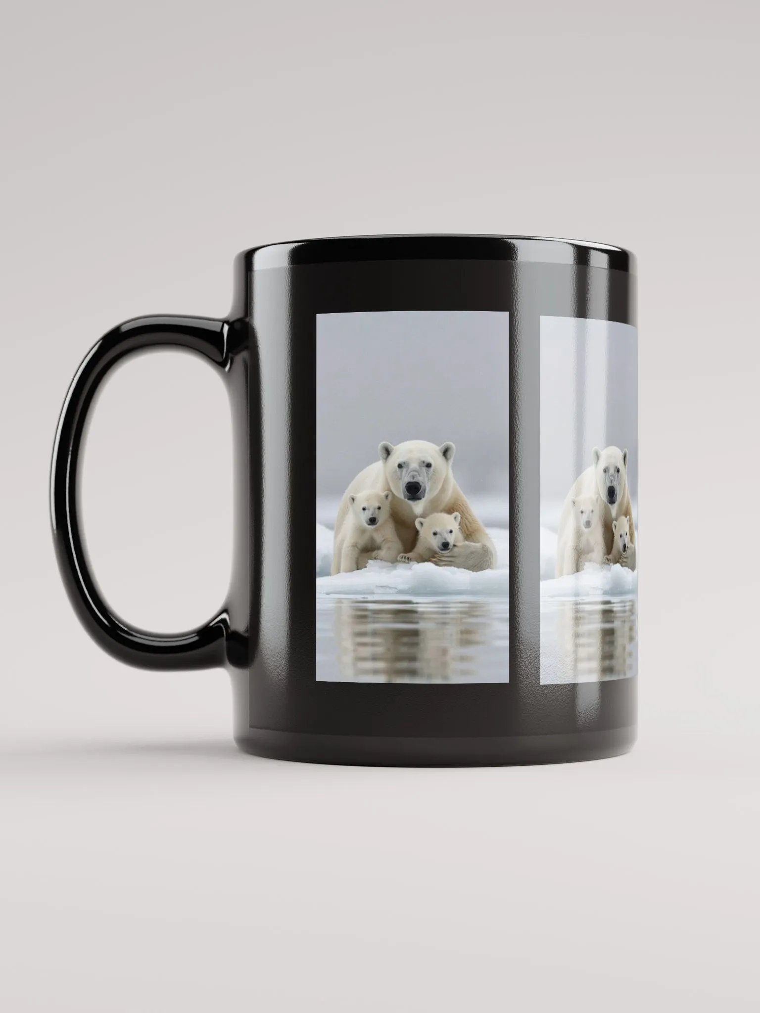 Polar Bear Arctic Reflections Black Glossy Mug product image (11)