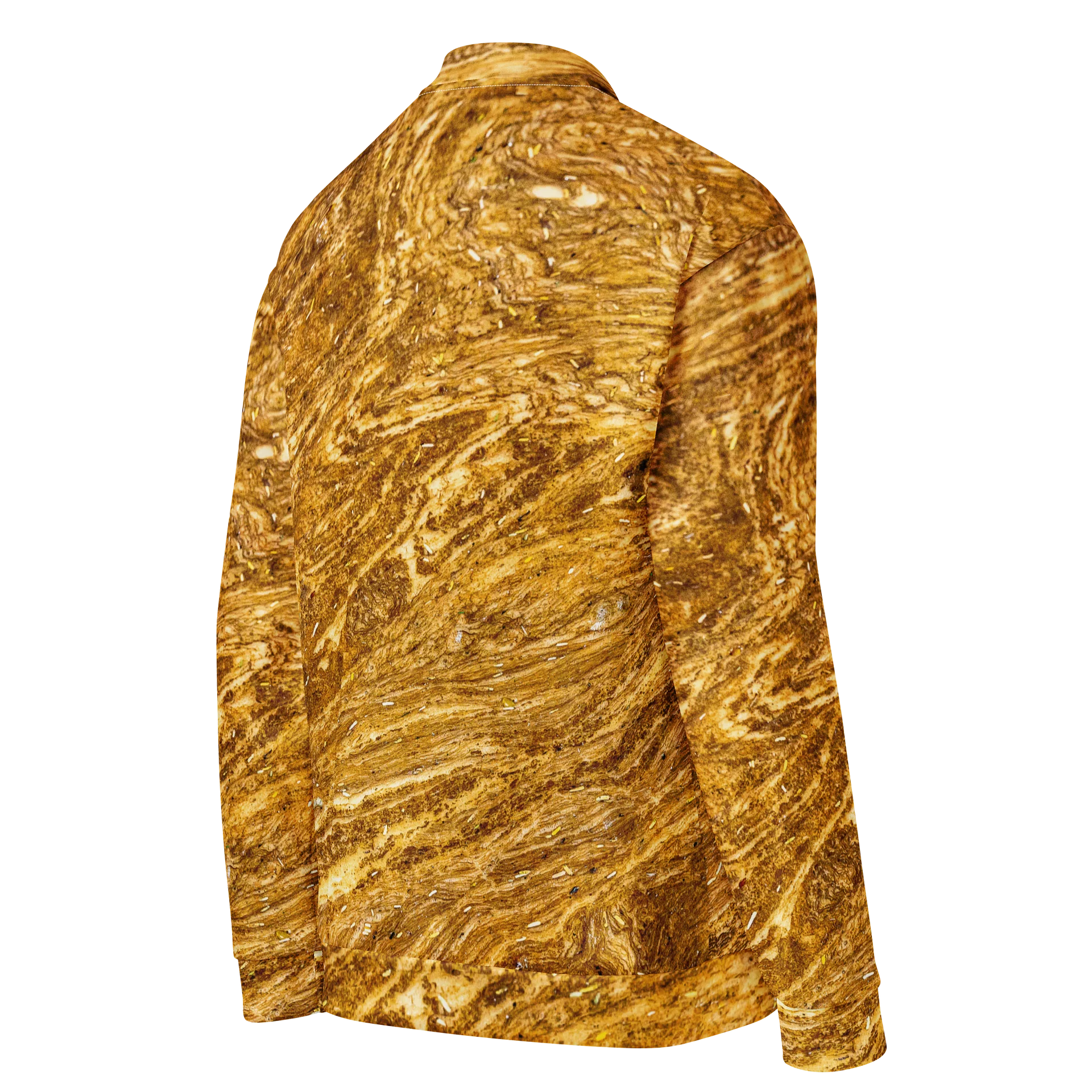 Golden Strata All-Over Print Amber Marble Statement Bomber Jacket product image (4)