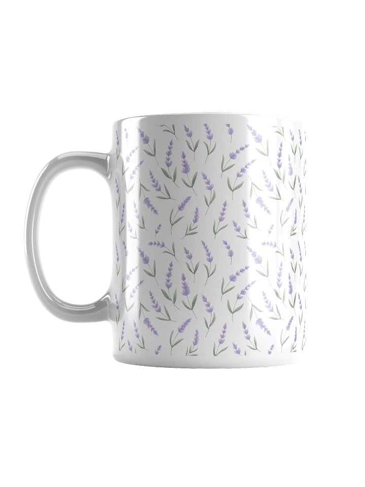 White glossy mug withl avender pattern product image (1)
