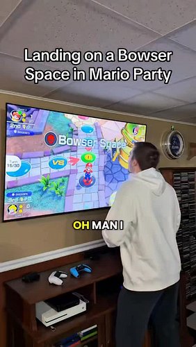 Landing on a bowser space in Mario party! #mario #fyp #trending #funny