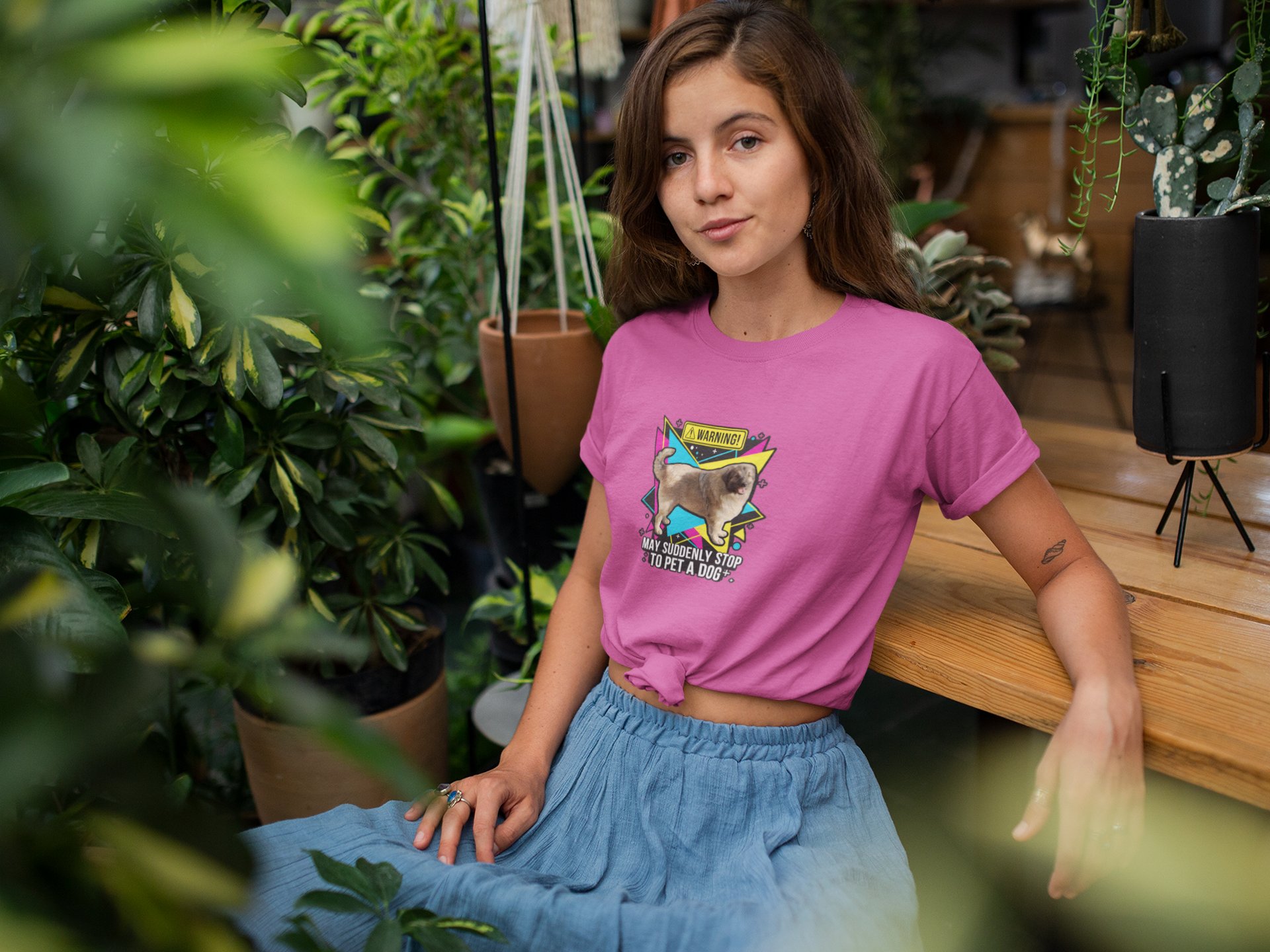 May Suddenly Stop To Pet A Dog | Retro Design Tee for Ladies product image (1)