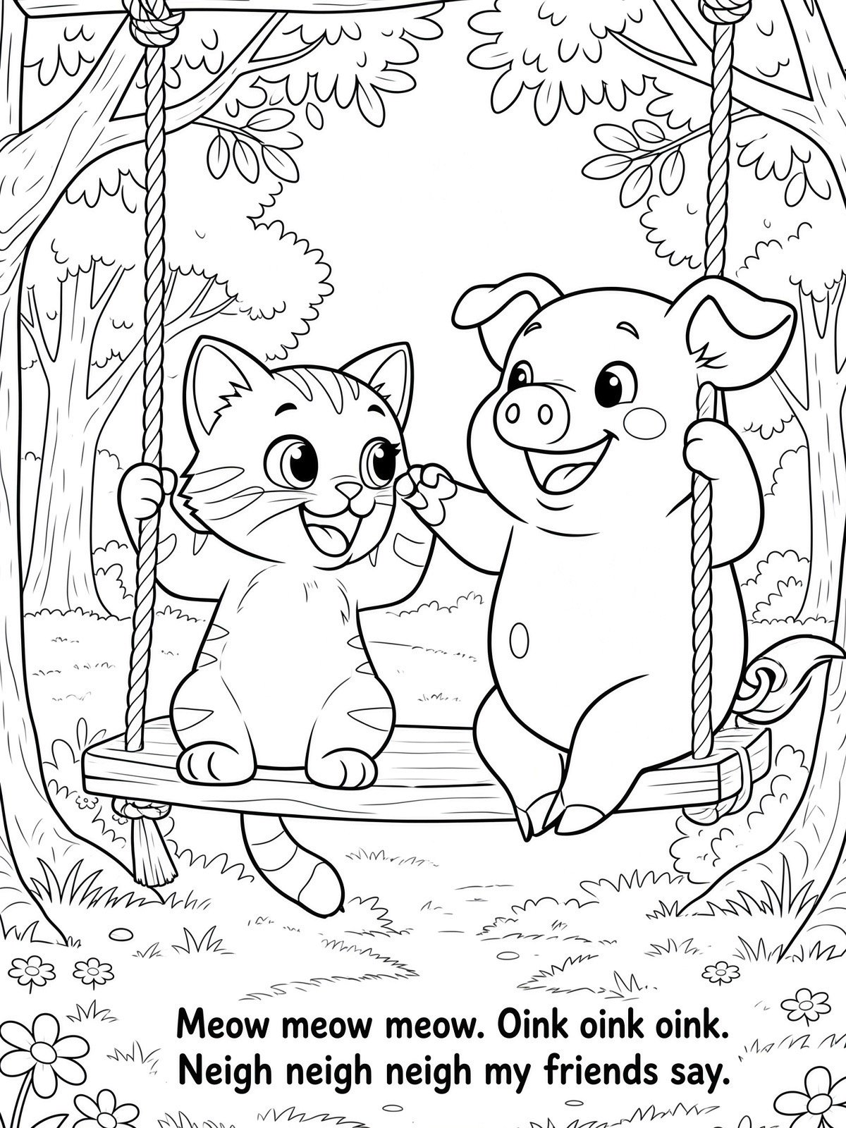 Sing A Rhyme Time 30 Page Farm Animal Cartoon Nursery Rhyme Coloring Page Bundle with Song Lyrics Printed on Each Page | Variety Pack for All Ages | Instant Digital Download | Printable PDF Format product image (6)