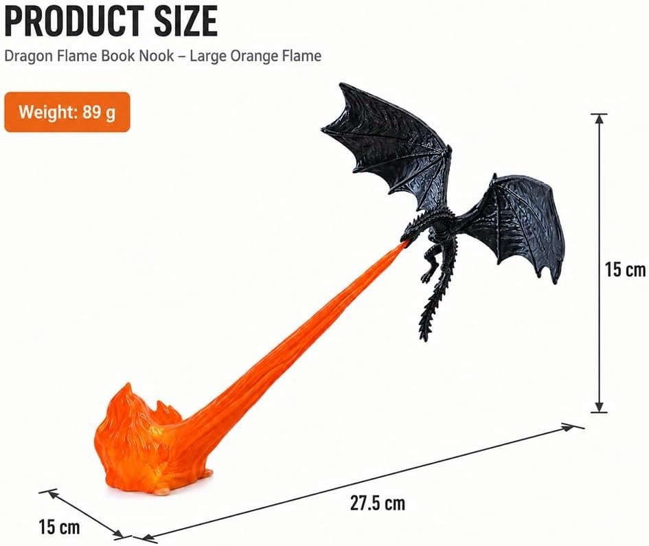 Dragon Bookshelf Nook Light, 3D Printed Fire-Breathing Fantasy Shelf Decor product image (8)