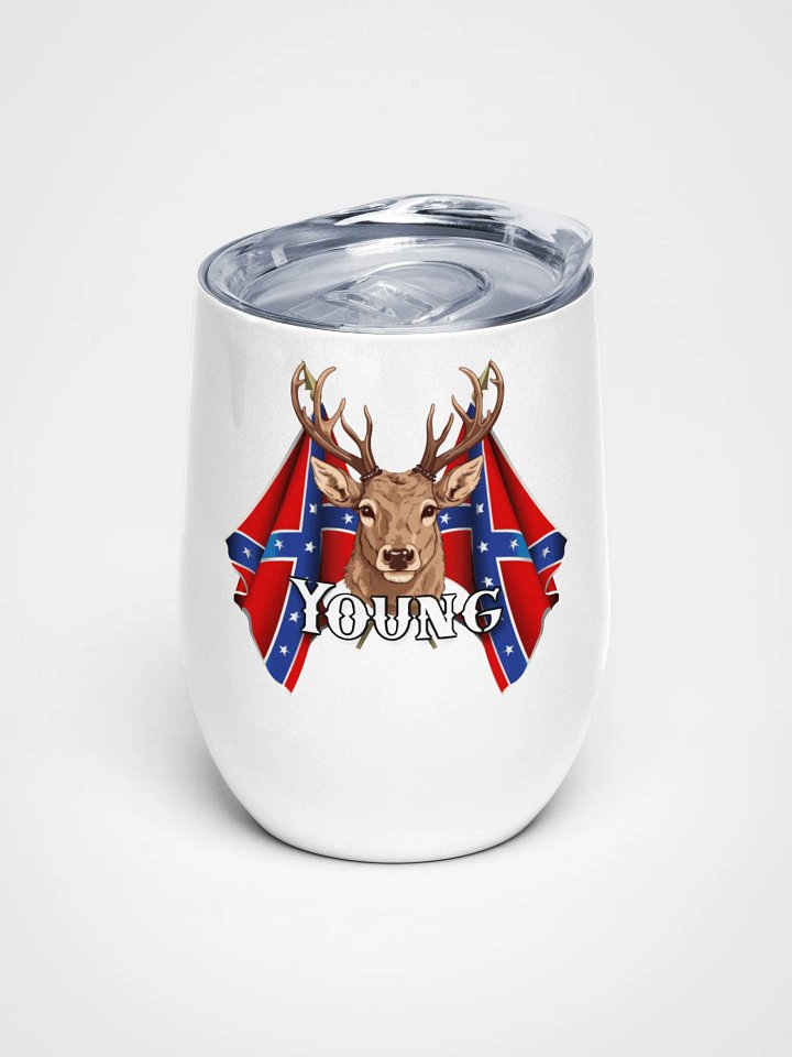 "Young" Last Name Rebel Redneck Deer - Wine Tumbler product image (1)