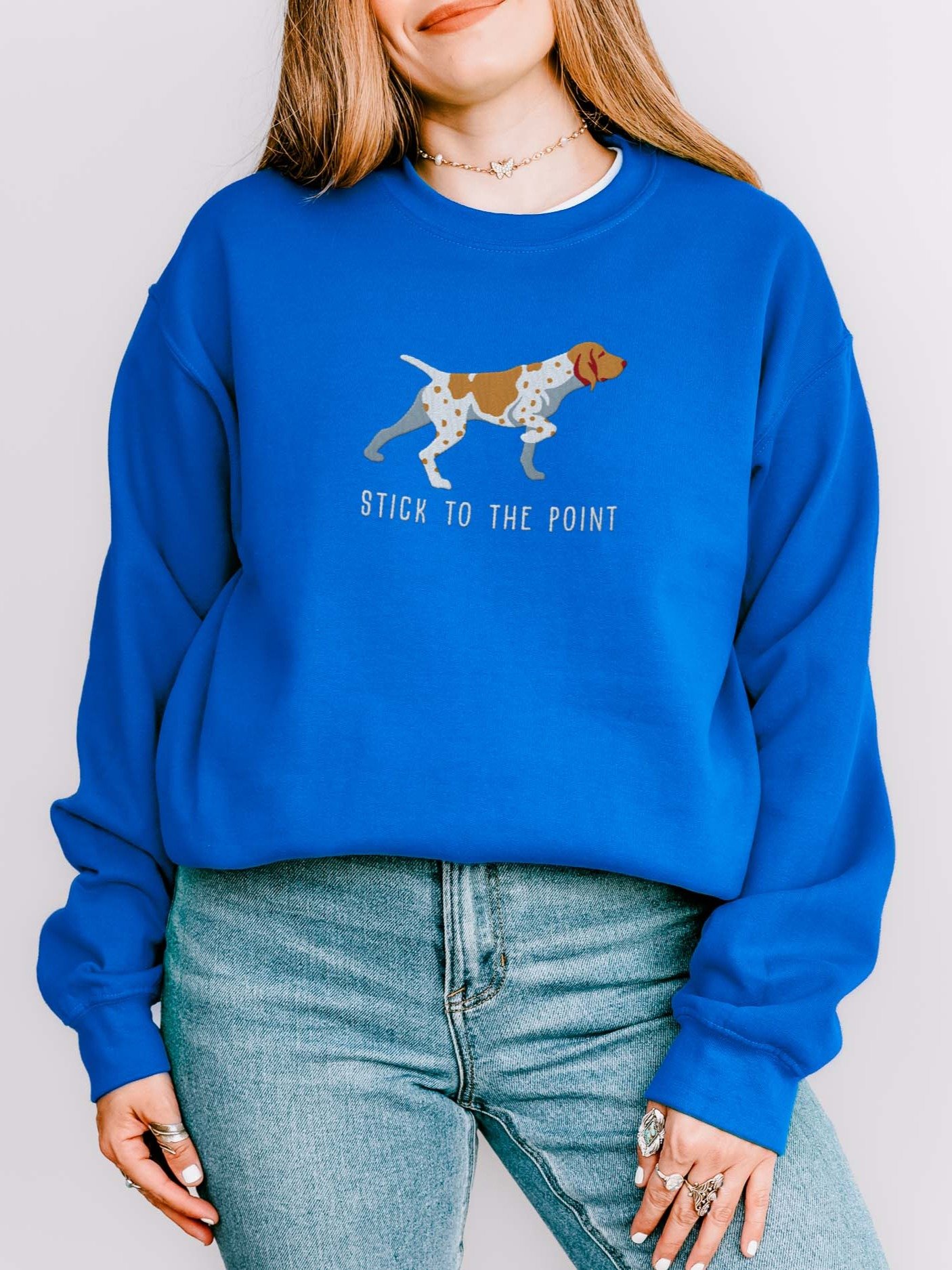 Stick to the Point Sweatshirt (Embroidered) of a Bracco Italiano(Tan & White) product image (2)