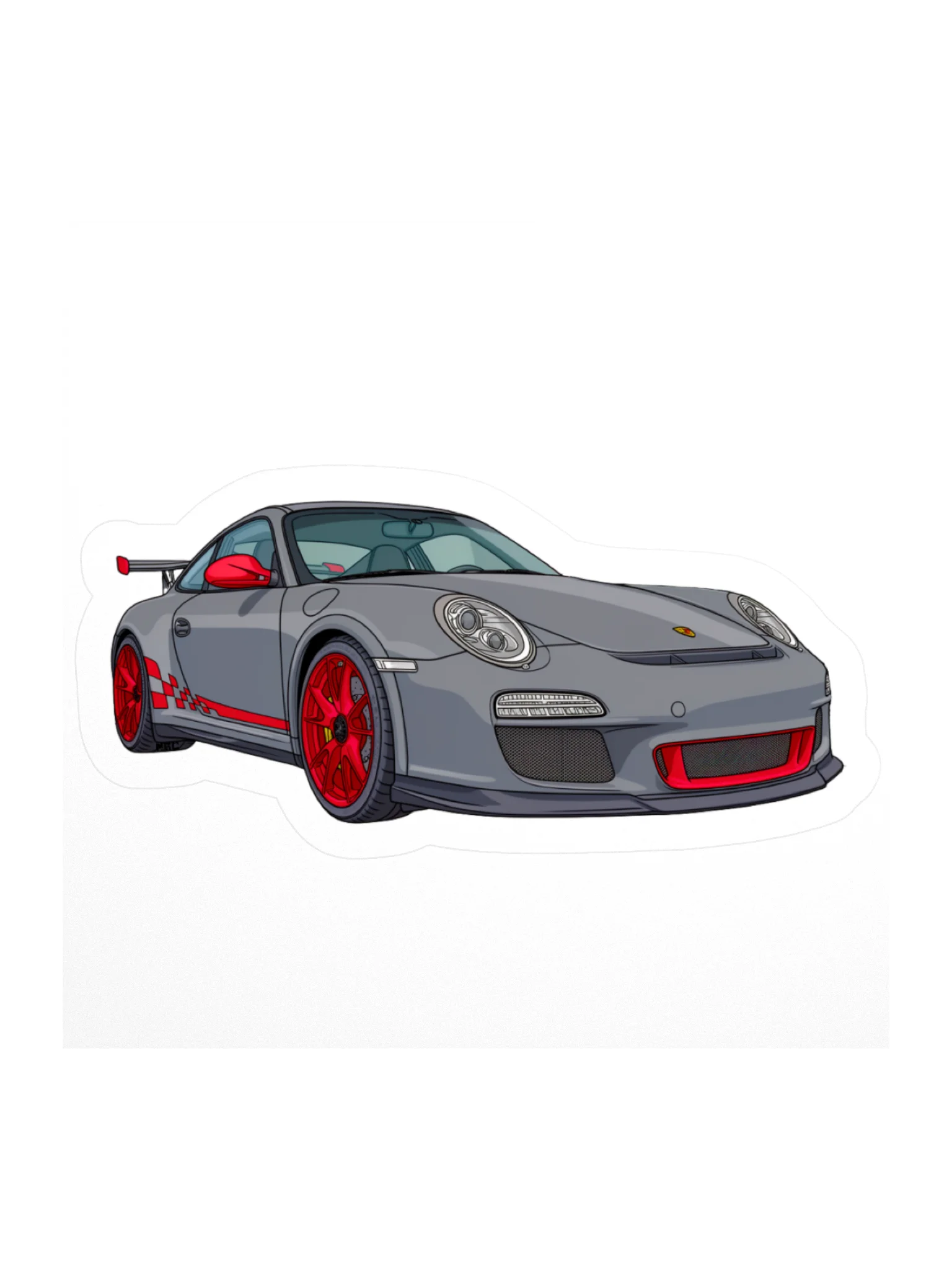 Grey Porsche GT3 RS Sticker (Retro, Sketch, Silhouette) product image (2)