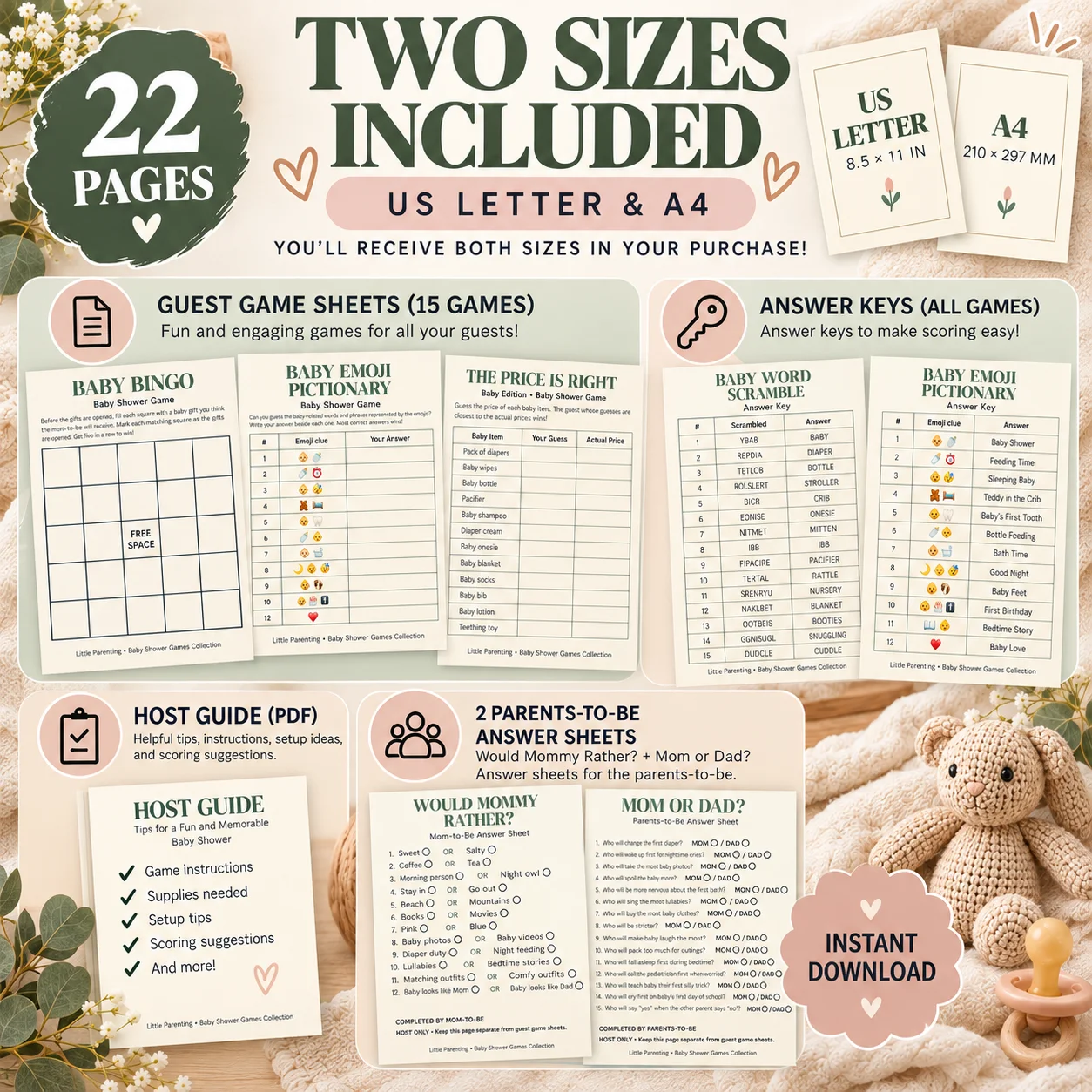 15 Baby Shower Games Printable Bundle – 22-Page Baby Shower Games PDF product image (6)