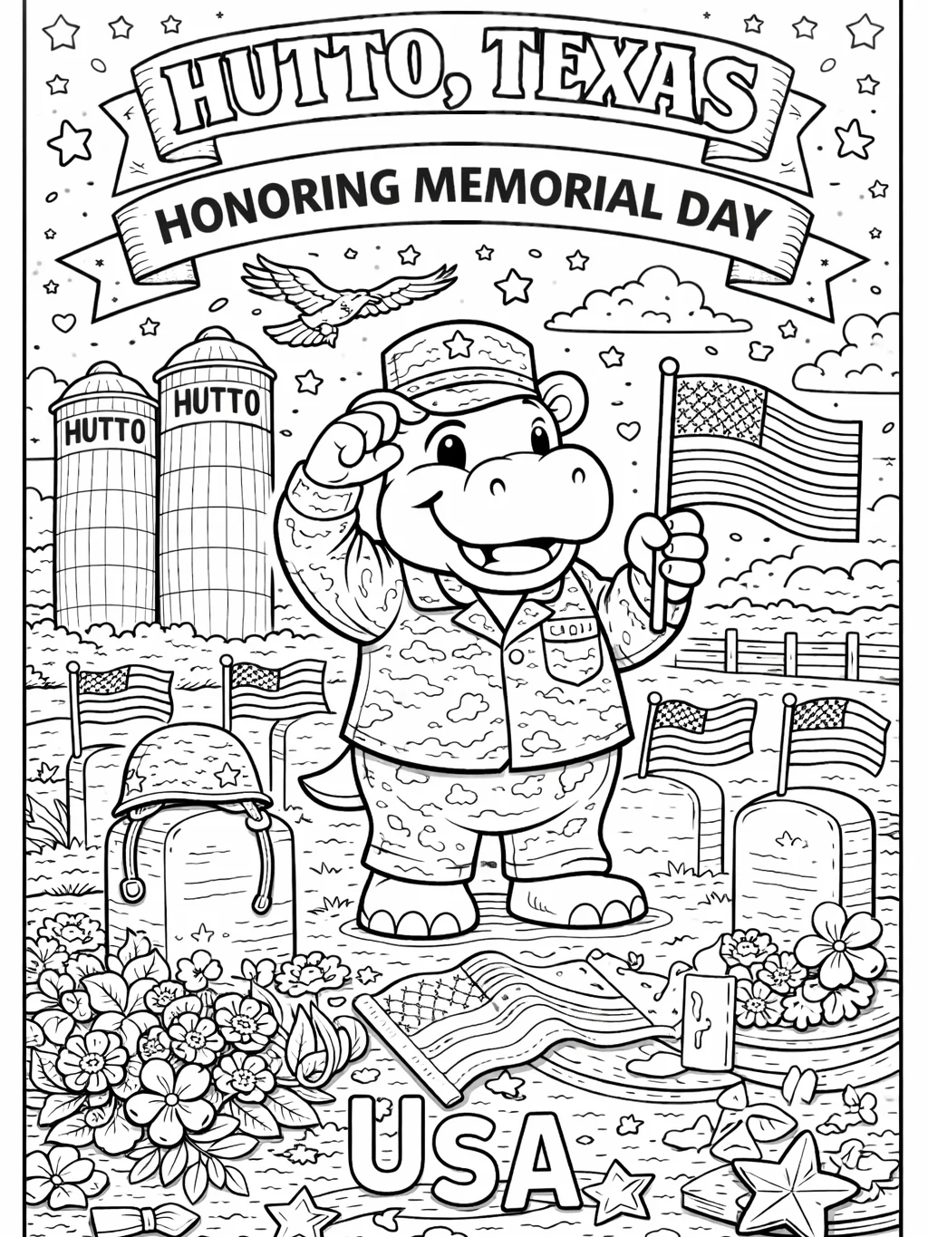 Hutto, Texas 2026 Coloring Book and Calendar of Hutto Hippos – Digital Edition product image (3)