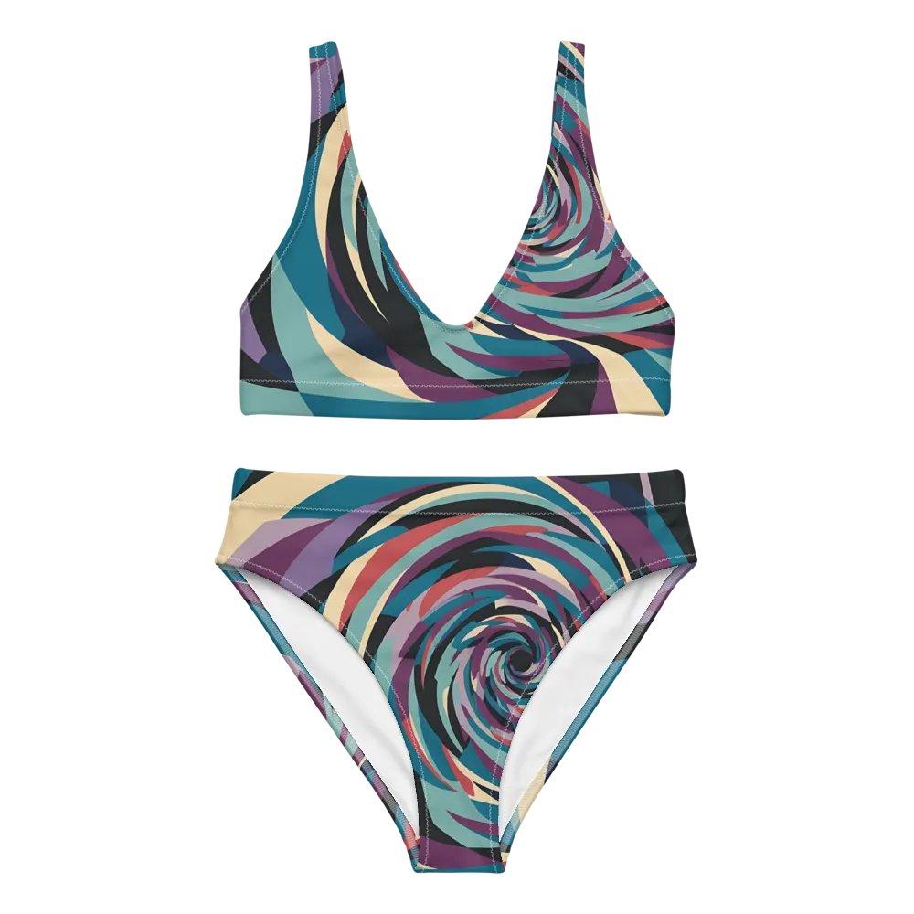 Abstract Lithographic Pattern Design High Waisted Bikini - V5 product image (8)