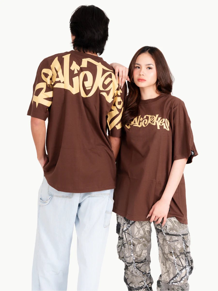 REAL JOKES STAMP - BROWN Oversized Unisex Tshirt product image (5)