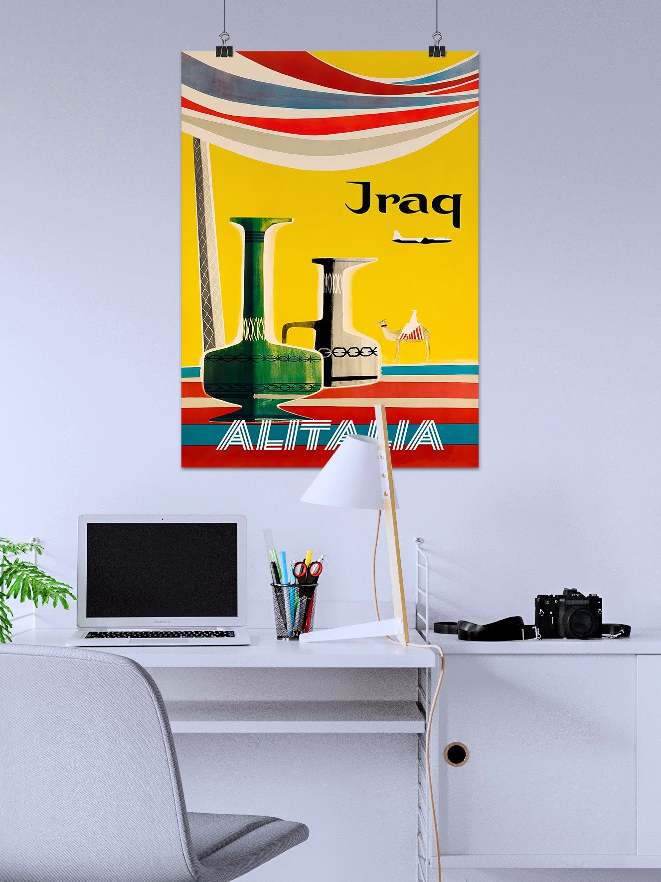 AlItalia (Italy, Air Lines), Iraq, 1960s — retro vintage travel poster, retro travel art, retro travel wall art product image (2)