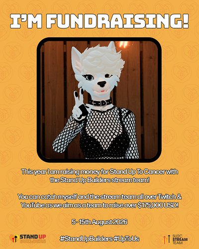 STAND UP TO CANCER CHARITY STREAM STARTS TOMORROW AUG. 5TH- SAT AUG. 15TH!!! We are once again a part of the STAND UP BUILDER...