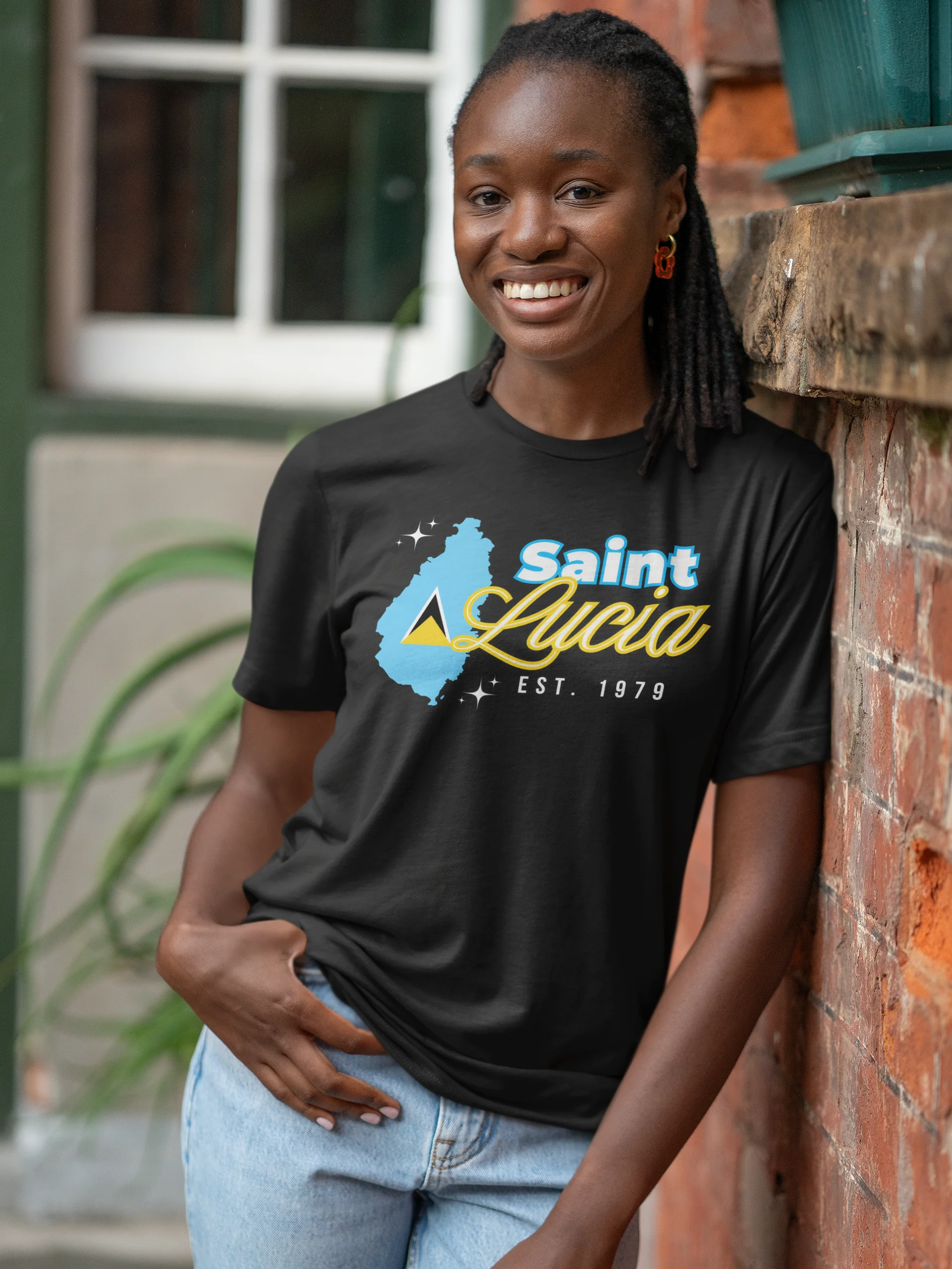 Saint Lucia Flag Outline T-Shirt product image (31)