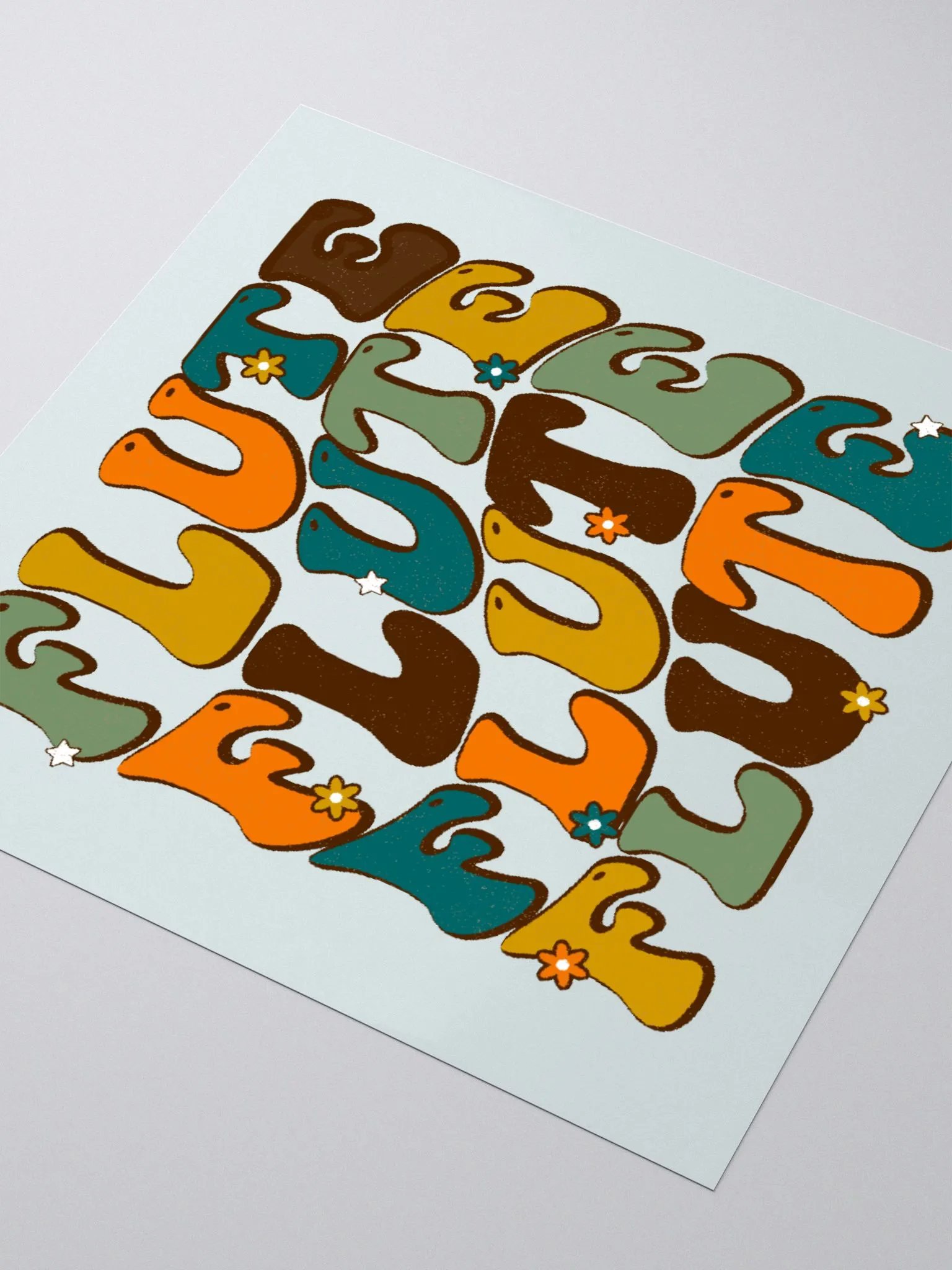 Groovy Wavy Flute Sticker Retro Blue/Green Background, 3x3 product image (3)