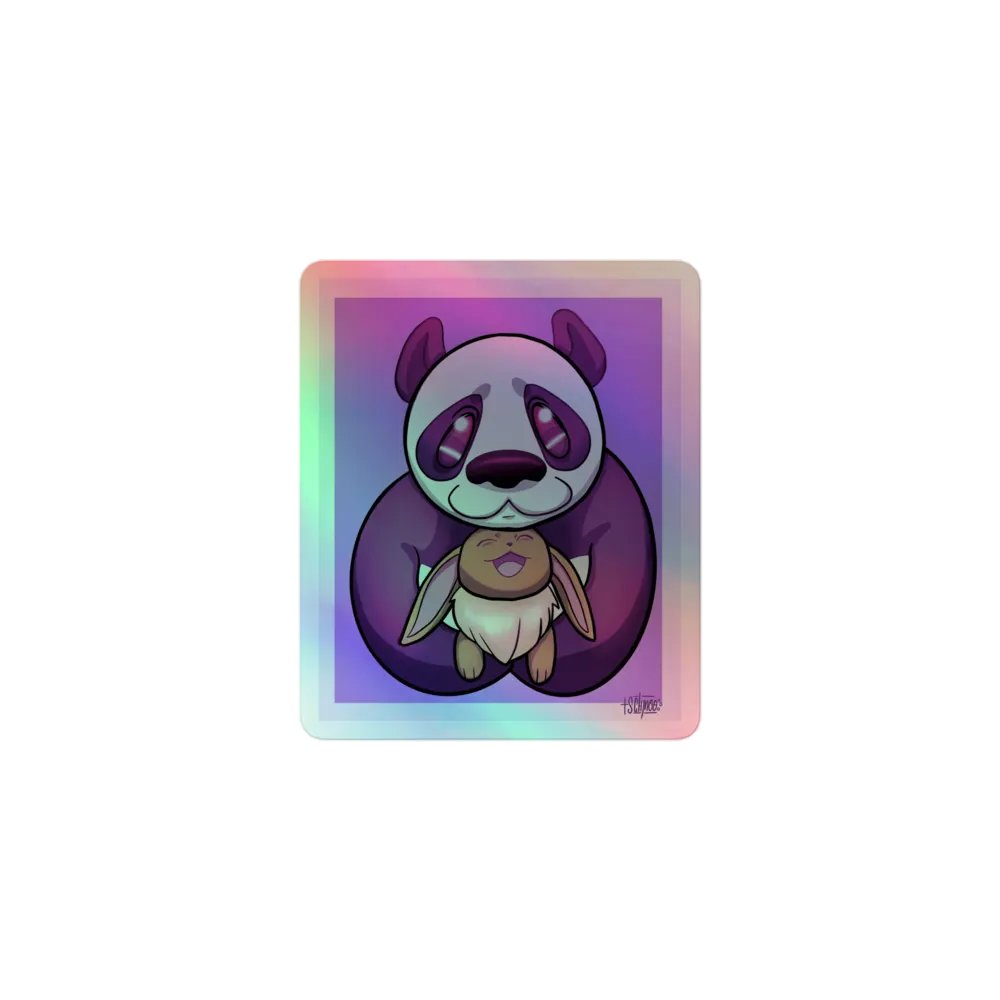 Panda and Fox Holographic Sticker Sheet product image (1)