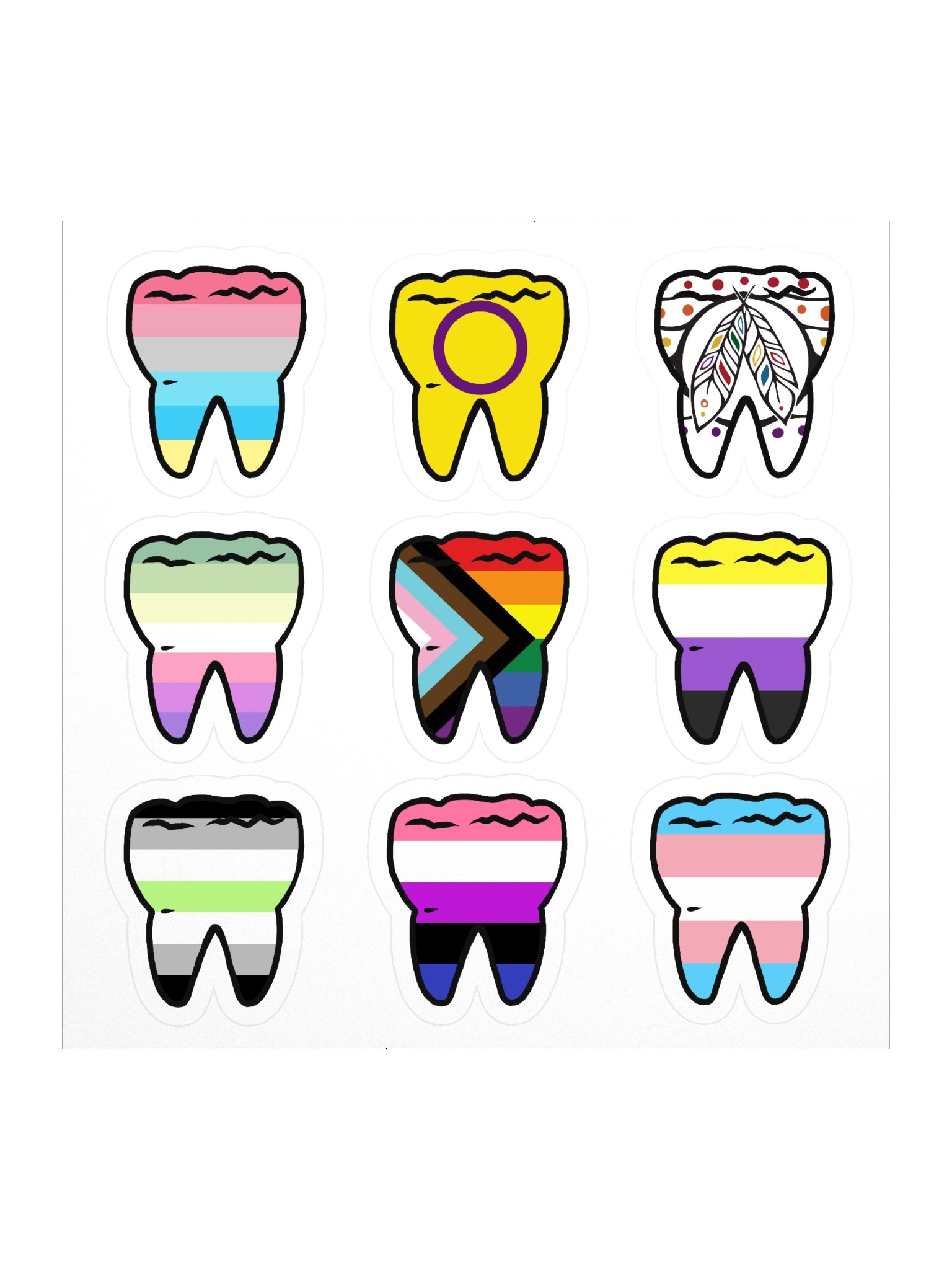 Gender Pride Flag Teeth Stickers product image (1)