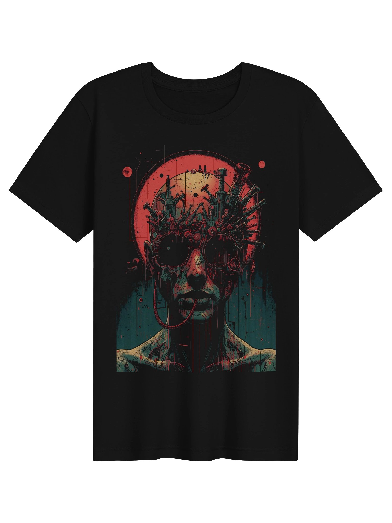 Cyberpunk Biomech Portrait Lightweight T-Shirt product image (1)